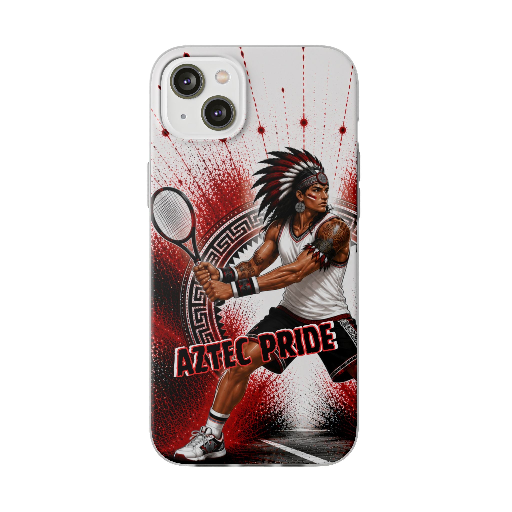 Aztec Tennis Male Warrior – Flexi Phone Case (iPhone & Samsung • Clear TPU • Made & Shipped in the USA • 🚚 FREE USA Shipping • Personalized Option)