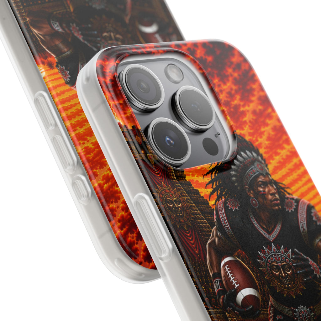 Aztec Football Warrior – Flexi Phone Case (iPhone & Samsung • Clear TPU • Made & Shipped in the USA • 🚚 FREE USA Shipping • Personalized Option)