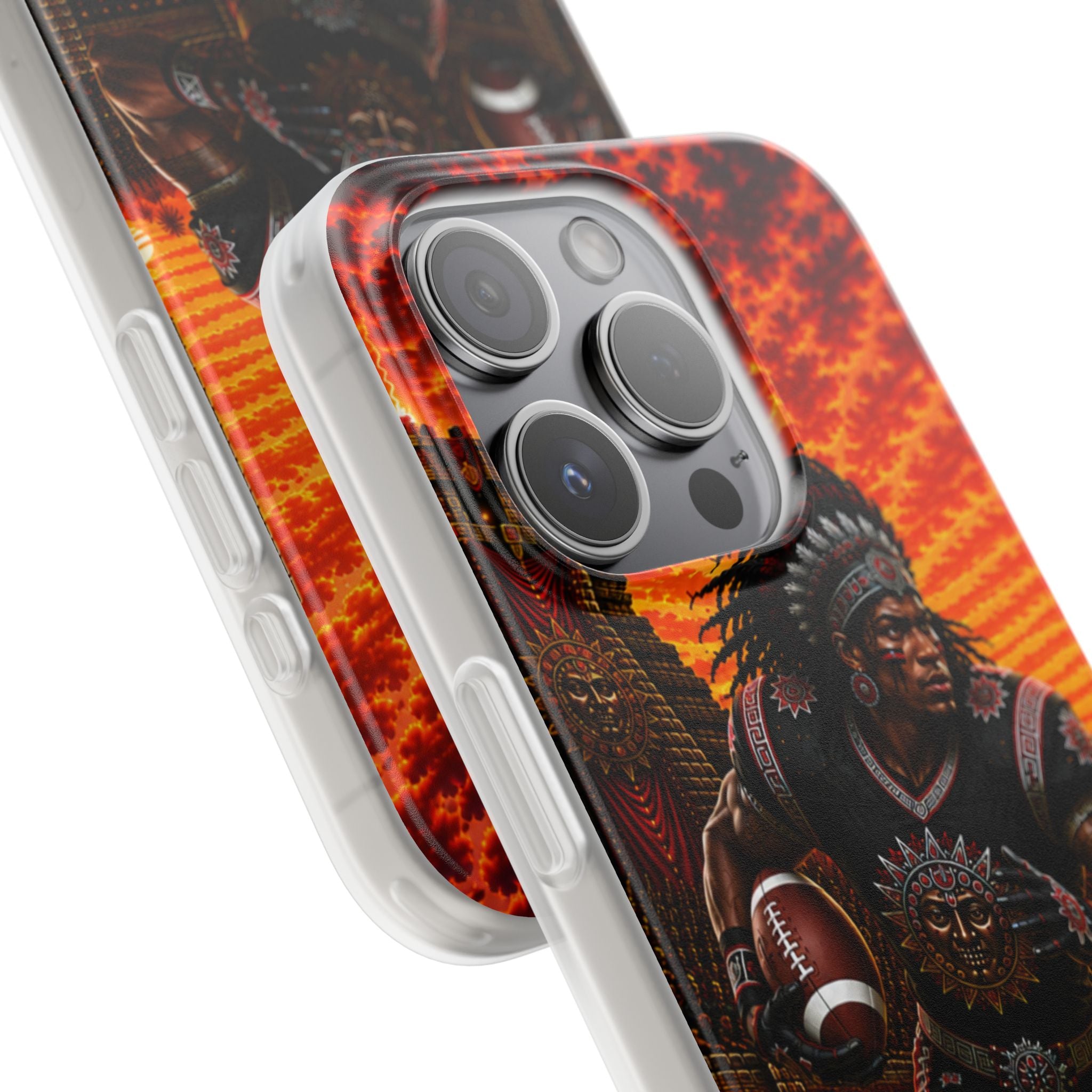 Aztec Football Warrior – Flexi Phone Case (iPhone & Samsung • Clear TPU • Made & Shipped in the USA • 🚚 FREE USA Shipping • Personalized Option)