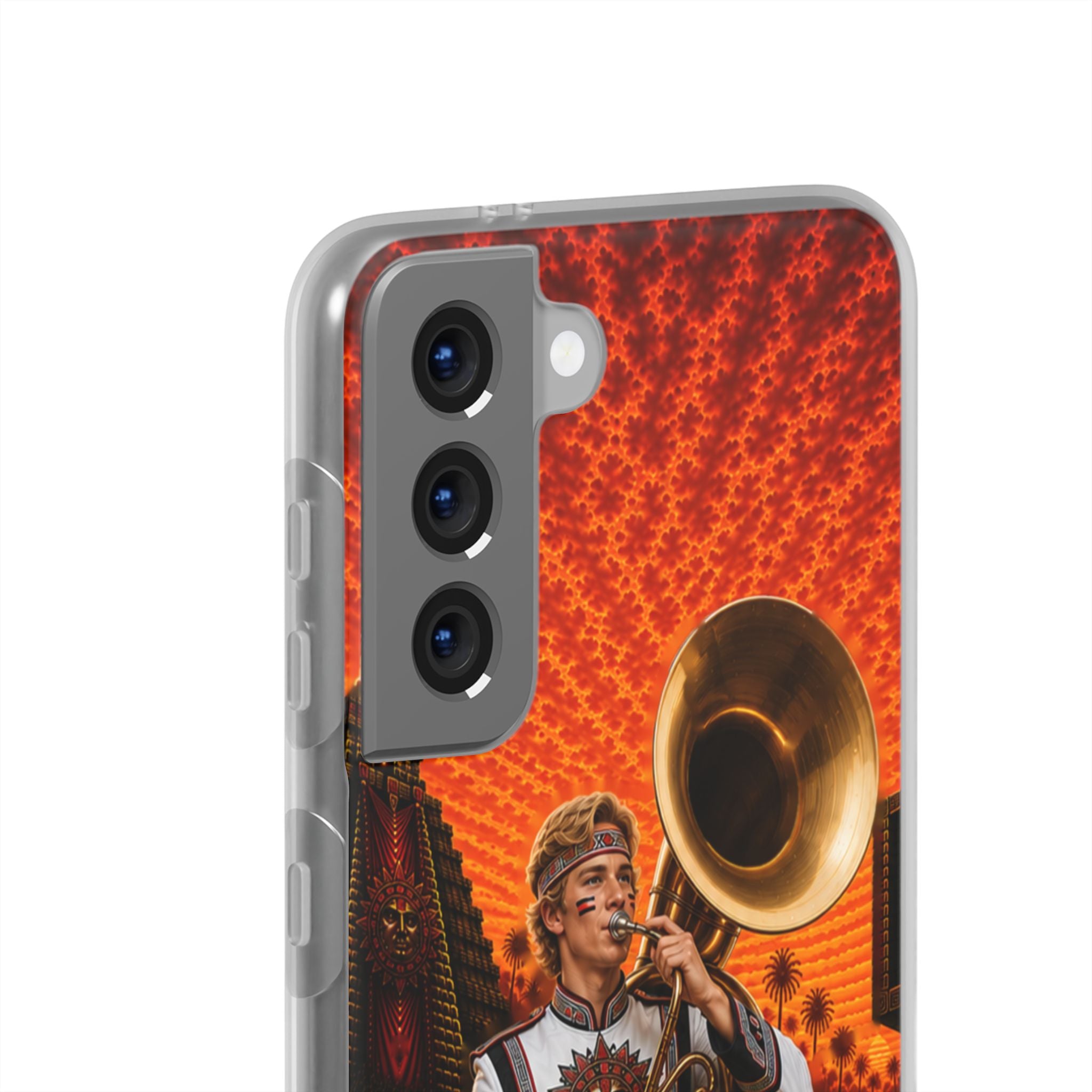 Aztec Band Warrior – Flexi Phone Case (iPhone & Samsung • Clear TPU • Made & Shipped in the USA • 🚚 FREE USA Shipping • Personalized Option)