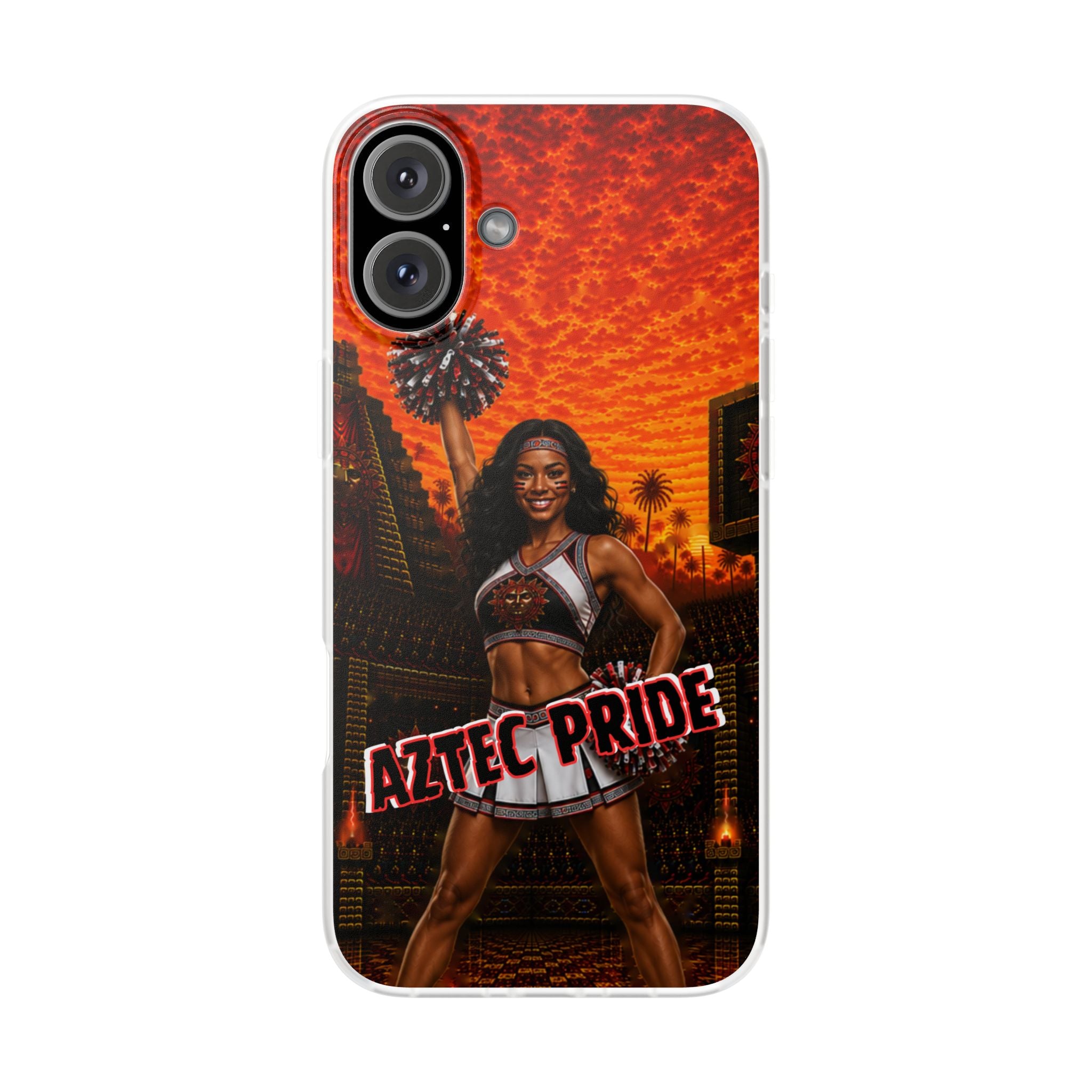Aztec Cheerleader Warrior – Flexi Phone Case (iPhone & Samsung • Clear TPU • Made & Shipped in the USA • 🚚 FREE USA Shipping • Personalized Option)