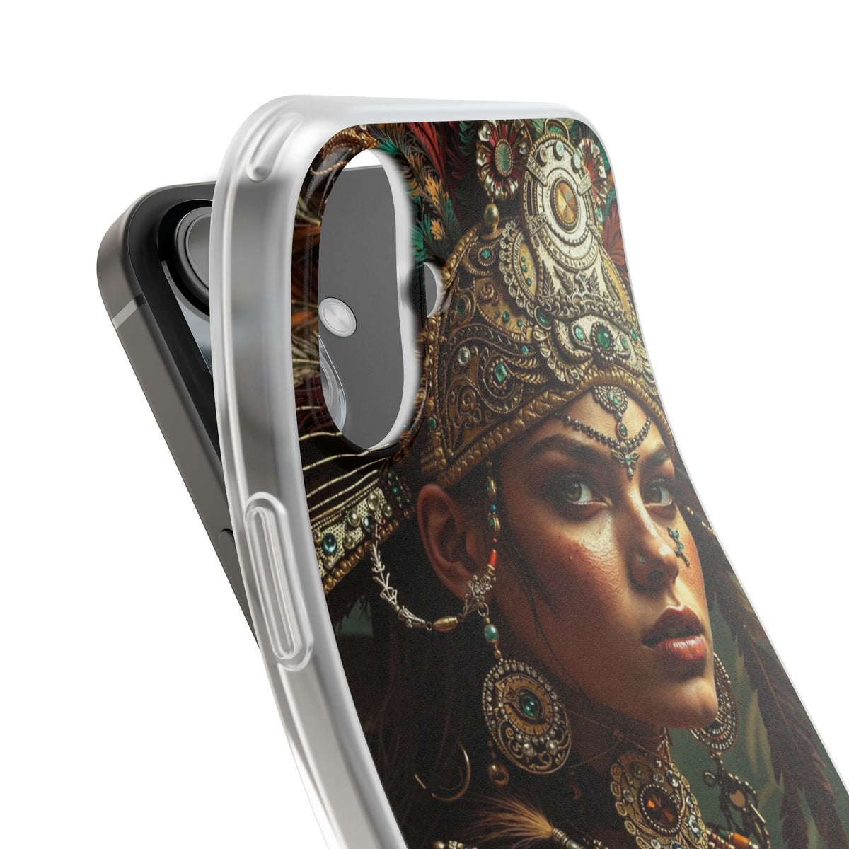 Aztec Warrior Goddess – Flexi Phone Case (iPhone & Samsung • Clear TPU • Made in USA • Personalized Option)