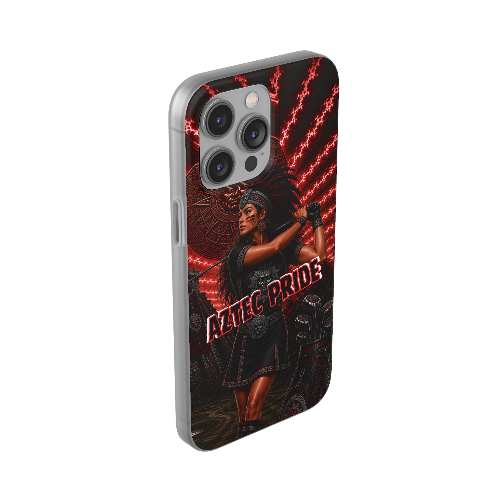 Aztec Golf Female Warrior – Flexi Phone Case (iPhone & Samsung • Clear TPU • Made & Shipped in the USA • 🚚 FREE USA Shipping • Personalized Option)