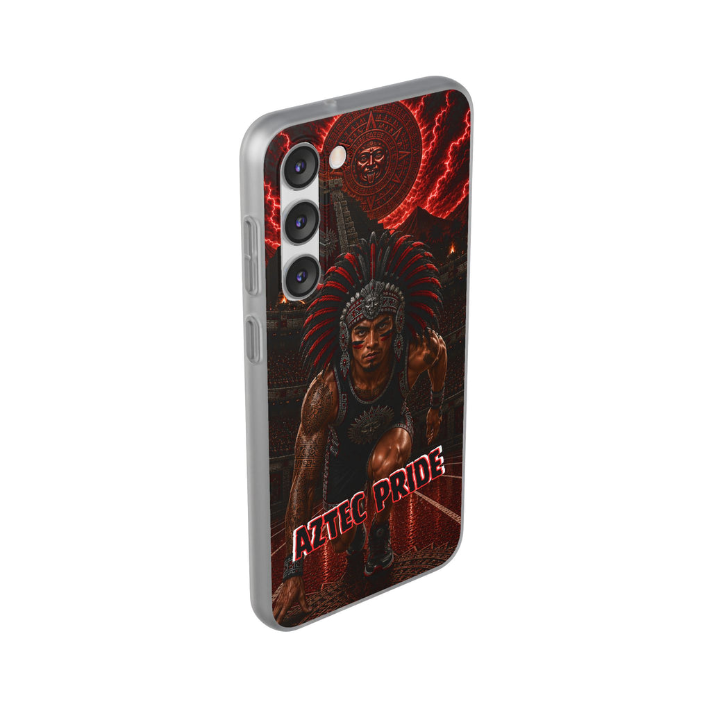 Aztec Track & Field Male Warrior – Flexi Phone Case (iPhone & Samsung • Clear TPU • Made & Shipped in the USA • 🚚 FREE USA Shipping • Personalized Option)