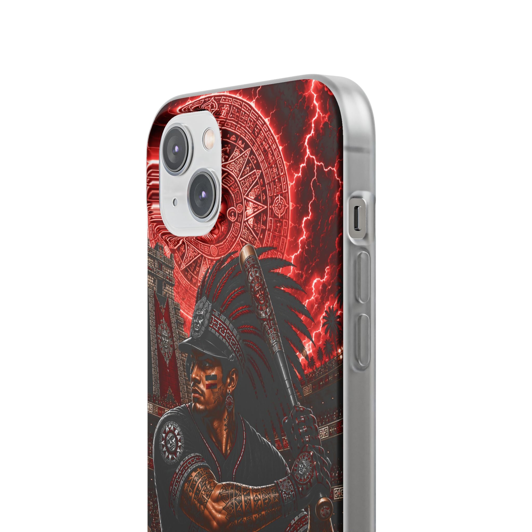 Aztec Baseball Warrior – Flexi Phone Case (iPhone & Samsung • Clear TPU • Made & Shipped in the USA • 🚚 FREE USA Shipping • Personalized Option)