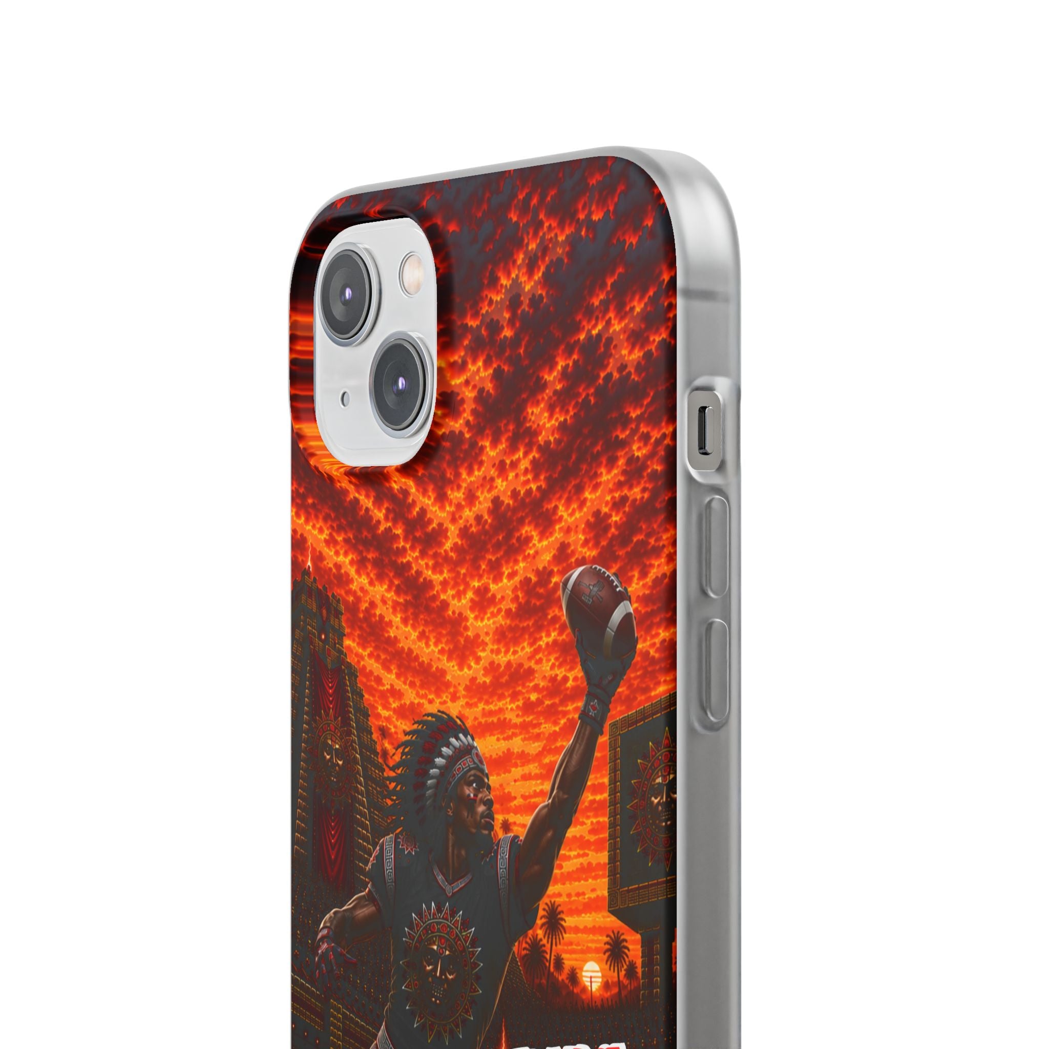 Aztec Football Warrior – Flexi Phone Case (iPhone & Samsung • Clear TPU • Made & Shipped in the USA • 🚚 FREE USA Shipping • Personalized Option)