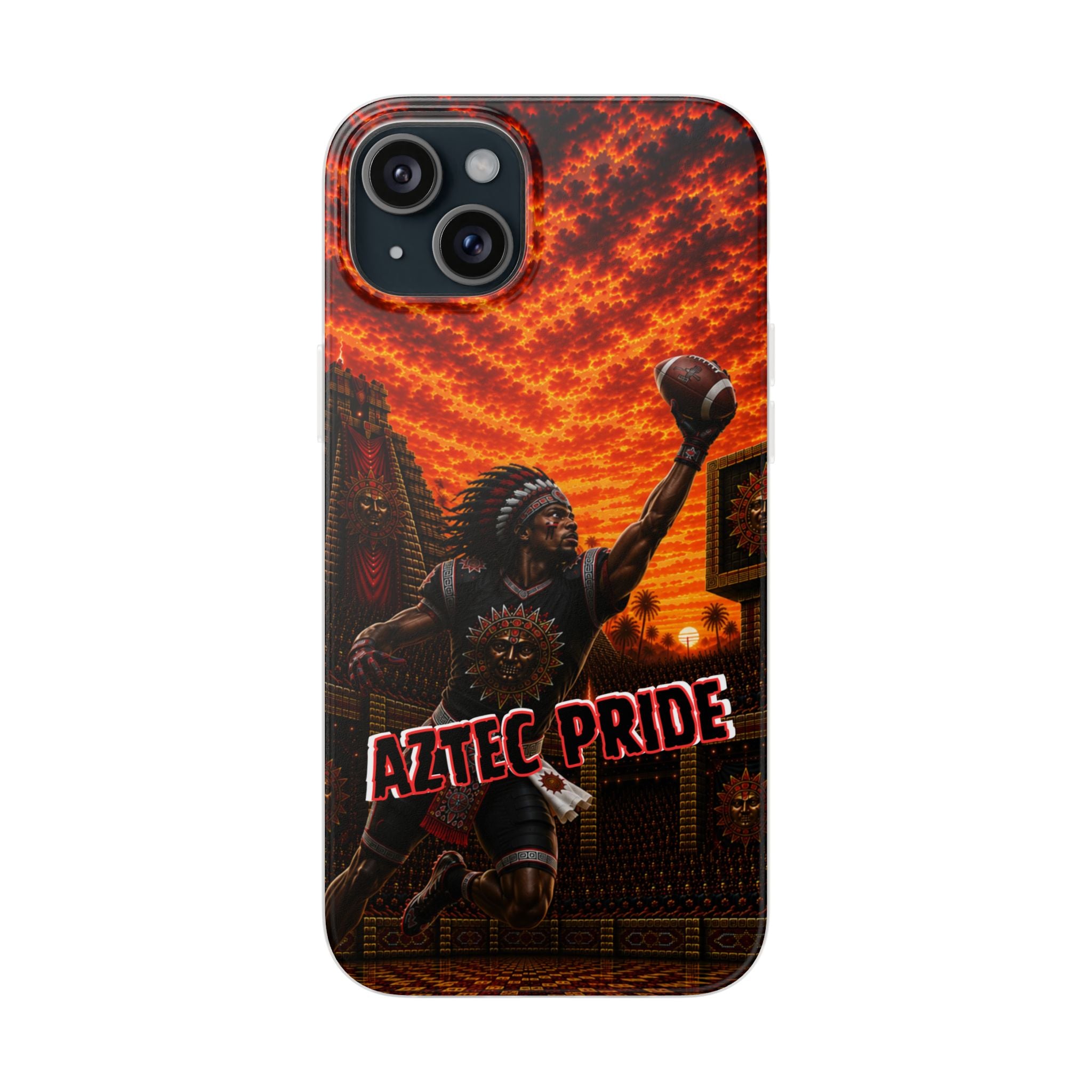 Aztec Football Warrior – Flexi Phone Case (iPhone & Samsung • Clear TPU • Made & Shipped in the USA • 🚚 FREE USA Shipping • Personalized Option)
