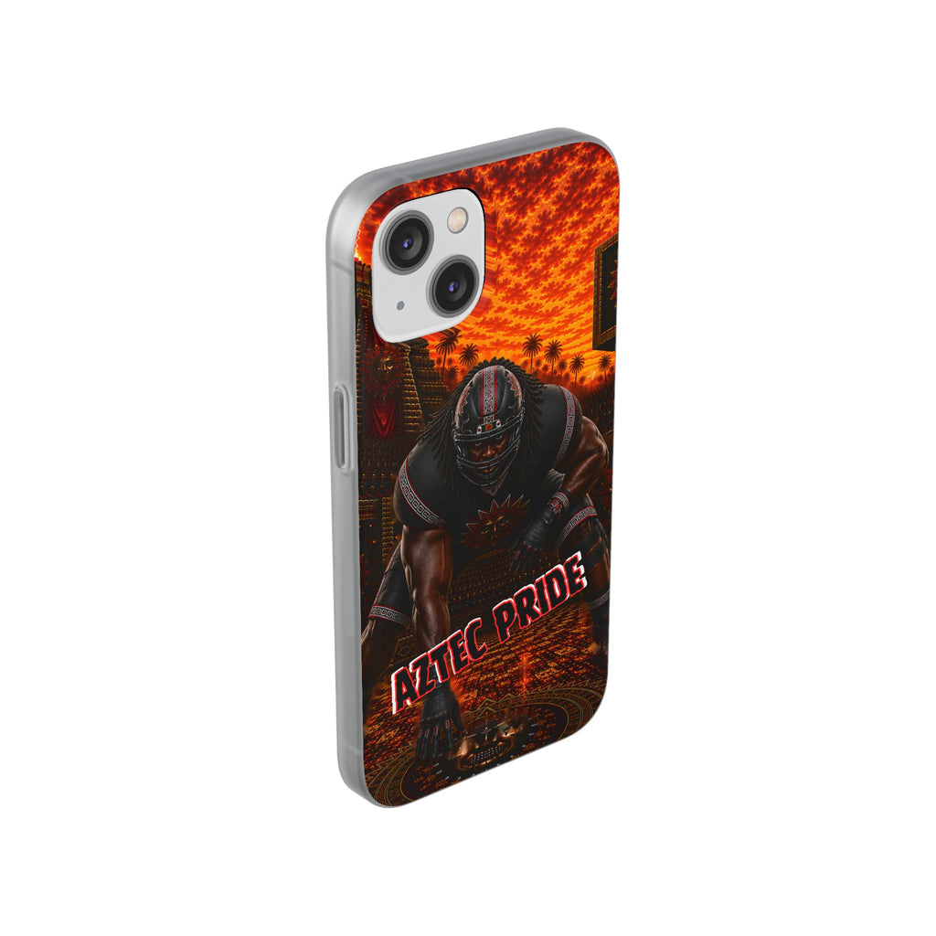 Aztec Football Warrior – Flexi Phone Case (iPhone & Samsung • Clear TPU • Made & Shipped in the USA • 🚚 FREE USA Shipping • Personalized Option)