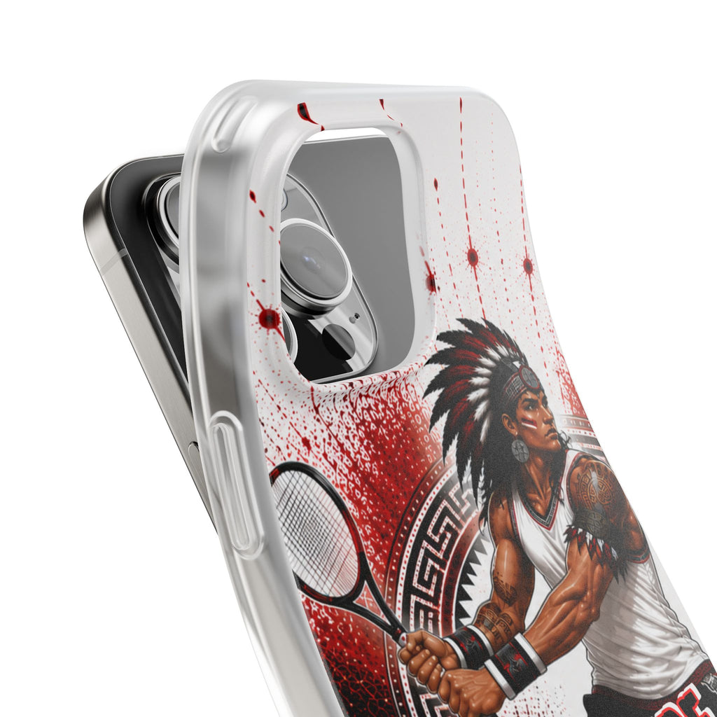 Aztec Tennis Male Warrior – Flexi Phone Case (iPhone & Samsung • Clear TPU • Made & Shipped in the USA • 🚚 FREE USA Shipping • Personalized Option)