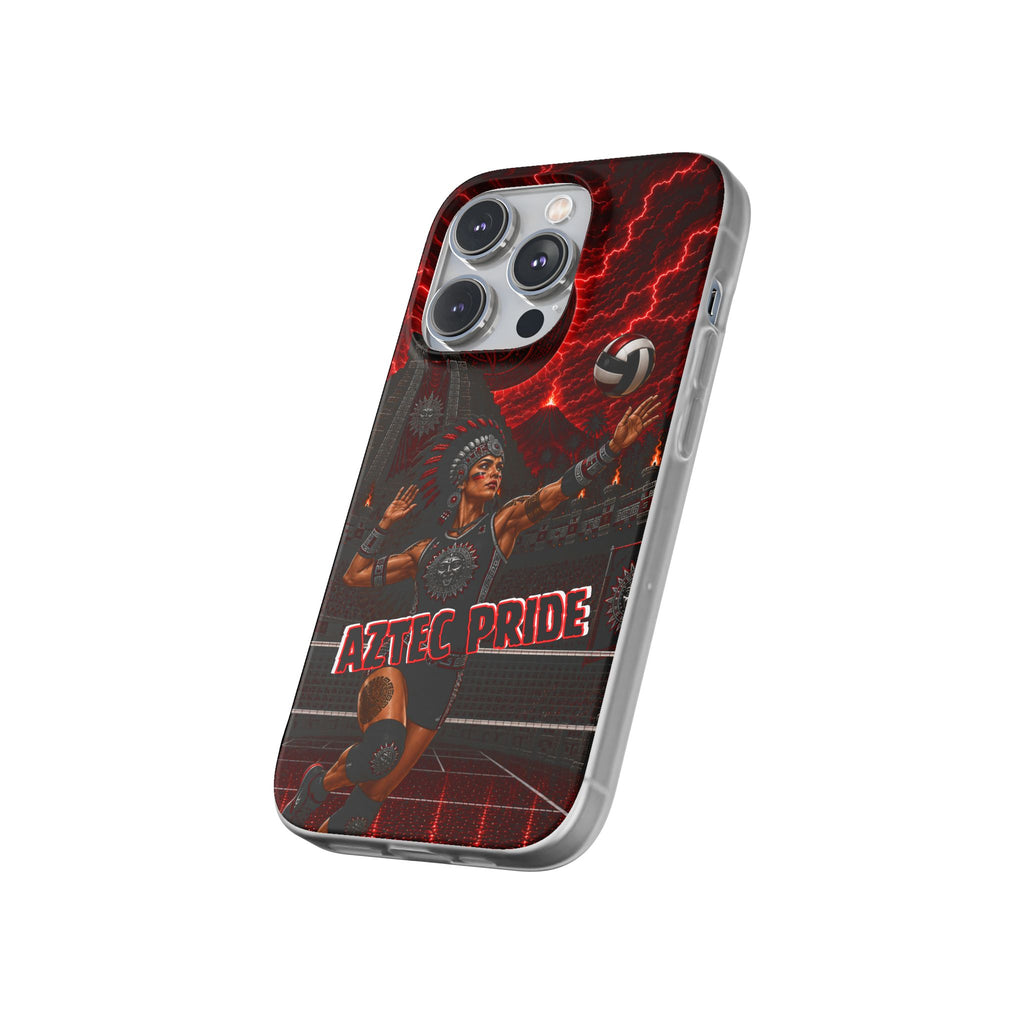 Aztec Volleyball Warrior – Flexi Phone Case (iPhone & Samsung • Clear TPU • Made & Shipped in the USA • 🚚 FREE USA Shipping • Personalized Option)