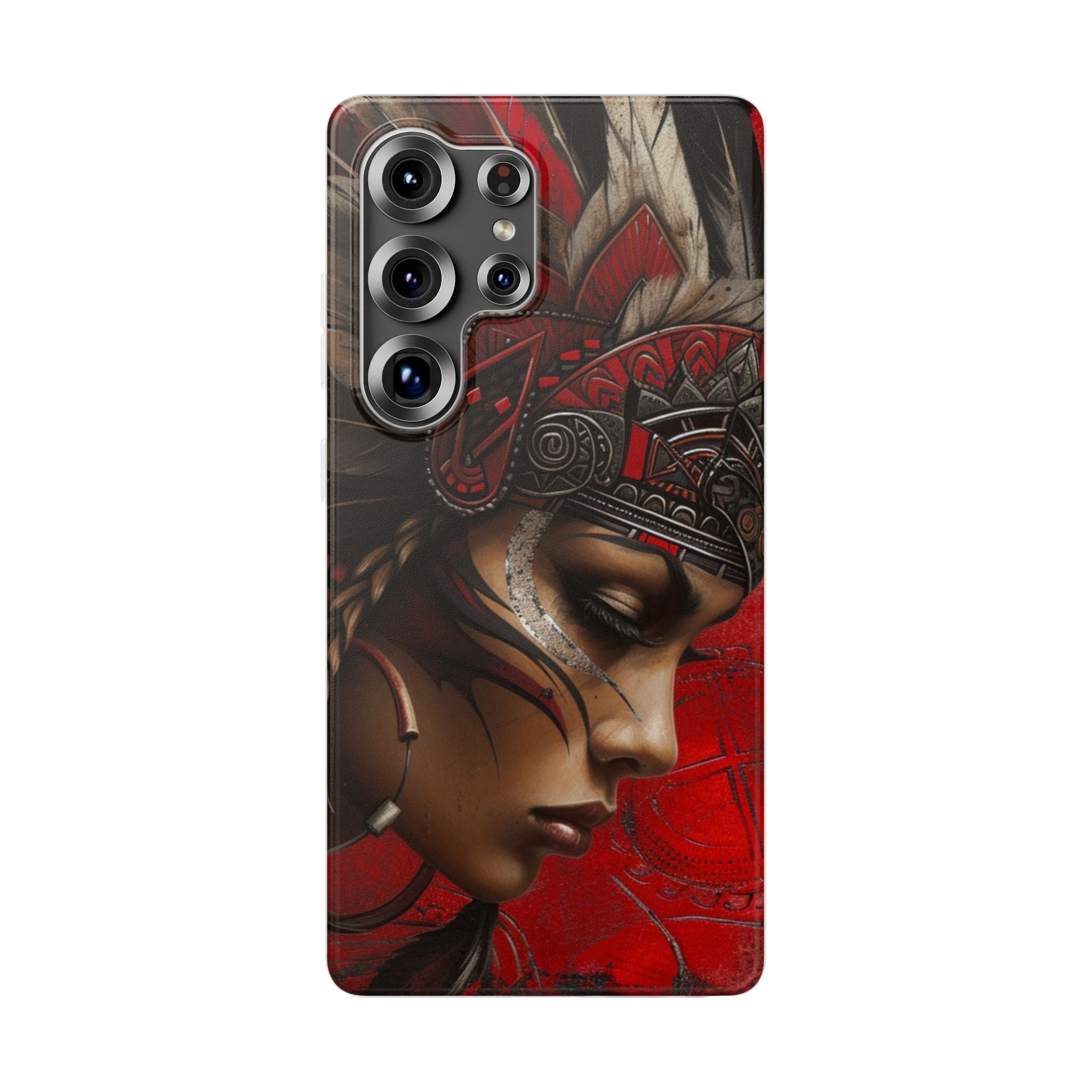 Aztec Sun Goddess – Flexi Phone Case (iPhone & Samsung • Clear TPU • Made in USA • Personalized Option)