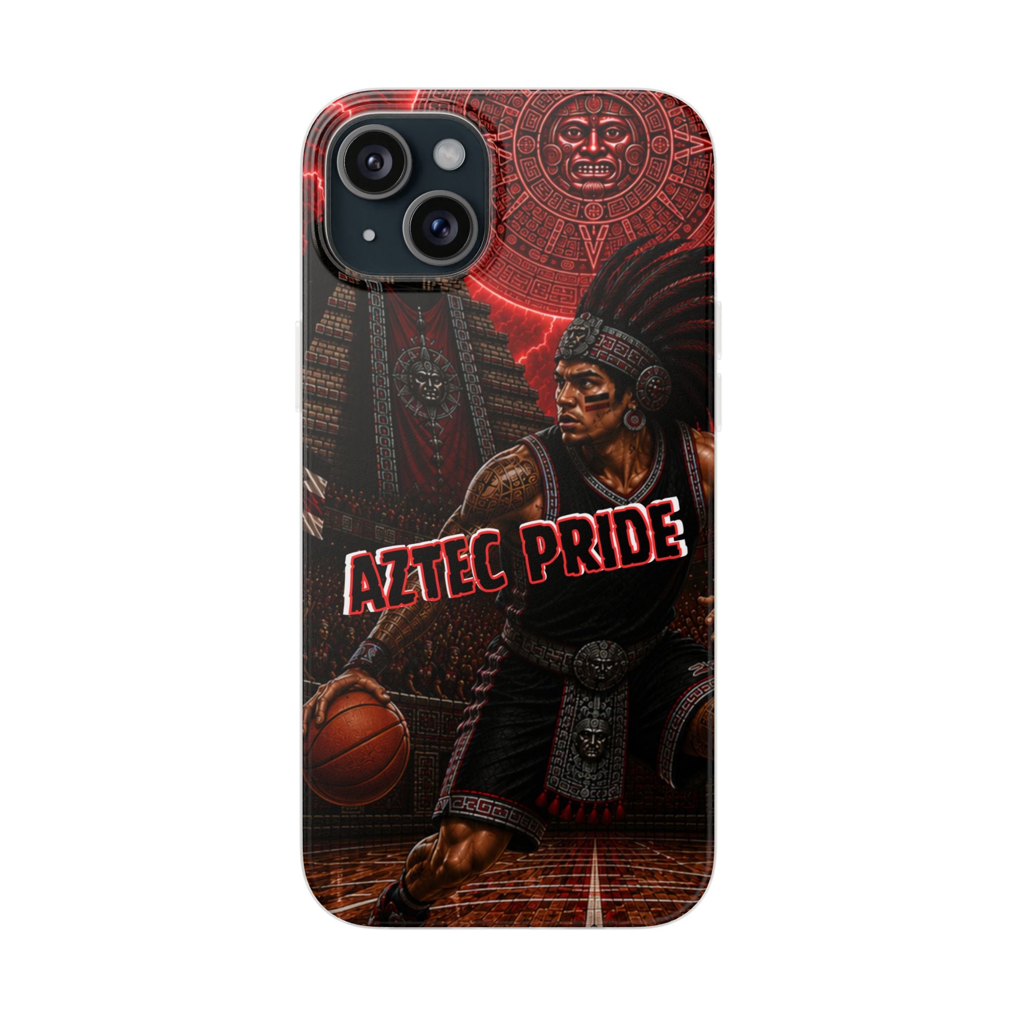 Aztec Basketall Warrior – Flexi Phone Case (iPhone & Samsung • Clear TPU • Made & Shipped in the USA • 🚚 FREE USA Shipping • Personalized Option)