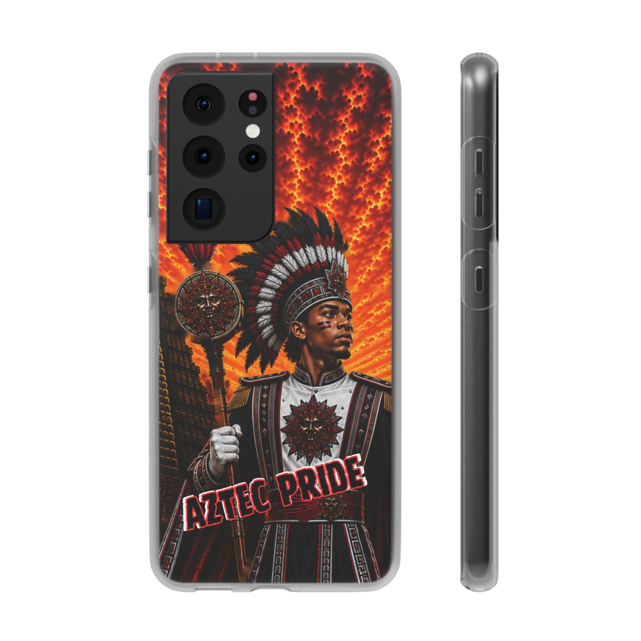 Aztec Drum Major Warrior – Flexi Phone Case (iPhone & Samsung • Clear TPU • Made & Shipped in the USA • 🚚 FREE USA Shipping • Personalized Option)