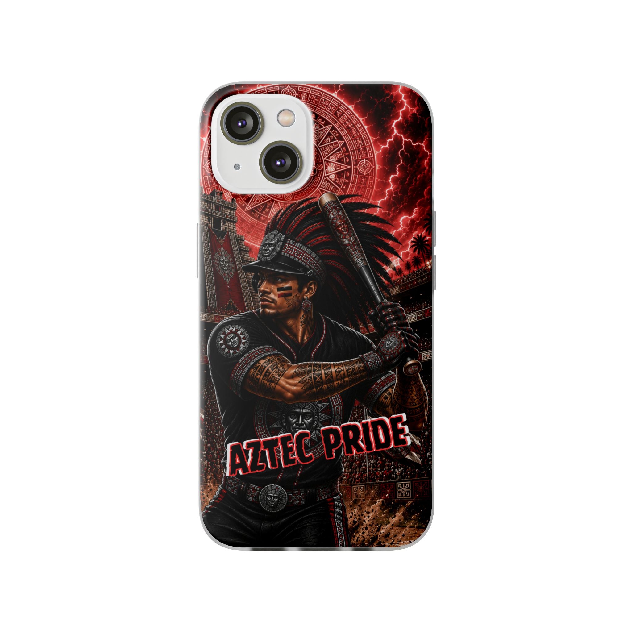 Aztec Baseball Warrior – Flexi Phone Case (iPhone & Samsung • Clear TPU • Made & Shipped in the USA • 🚚 FREE USA Shipping • Personalized Option)