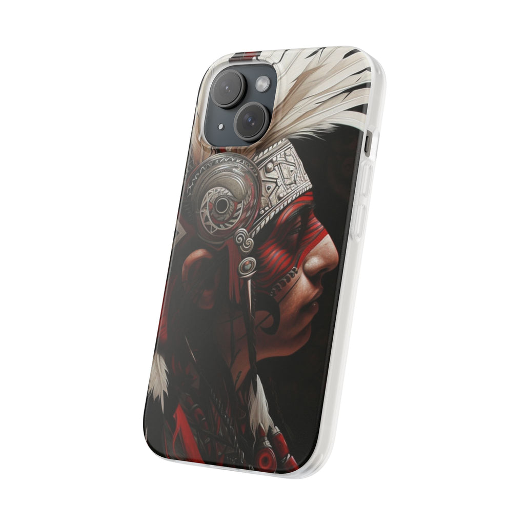 Aztec Warrior King – Flexi Phone Case (iPhone & Samsung • Clear TPU • Made in USA • Personalized Option)