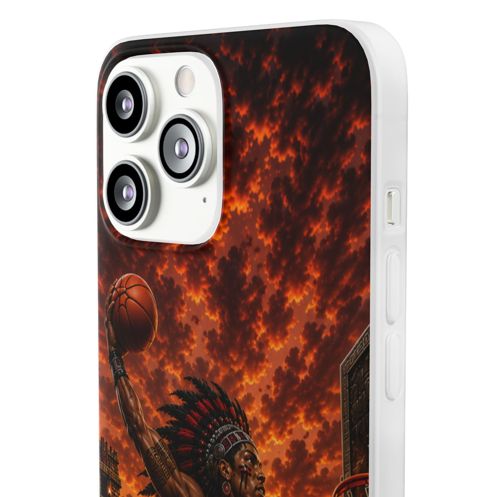 Aztec Basketball Male Warrior – Flexi Phone Case (iPhone & Samsung • Clear TPU • Made & Shipped in the USA • 🚚 FREE USA Shipping • Personalized Option)