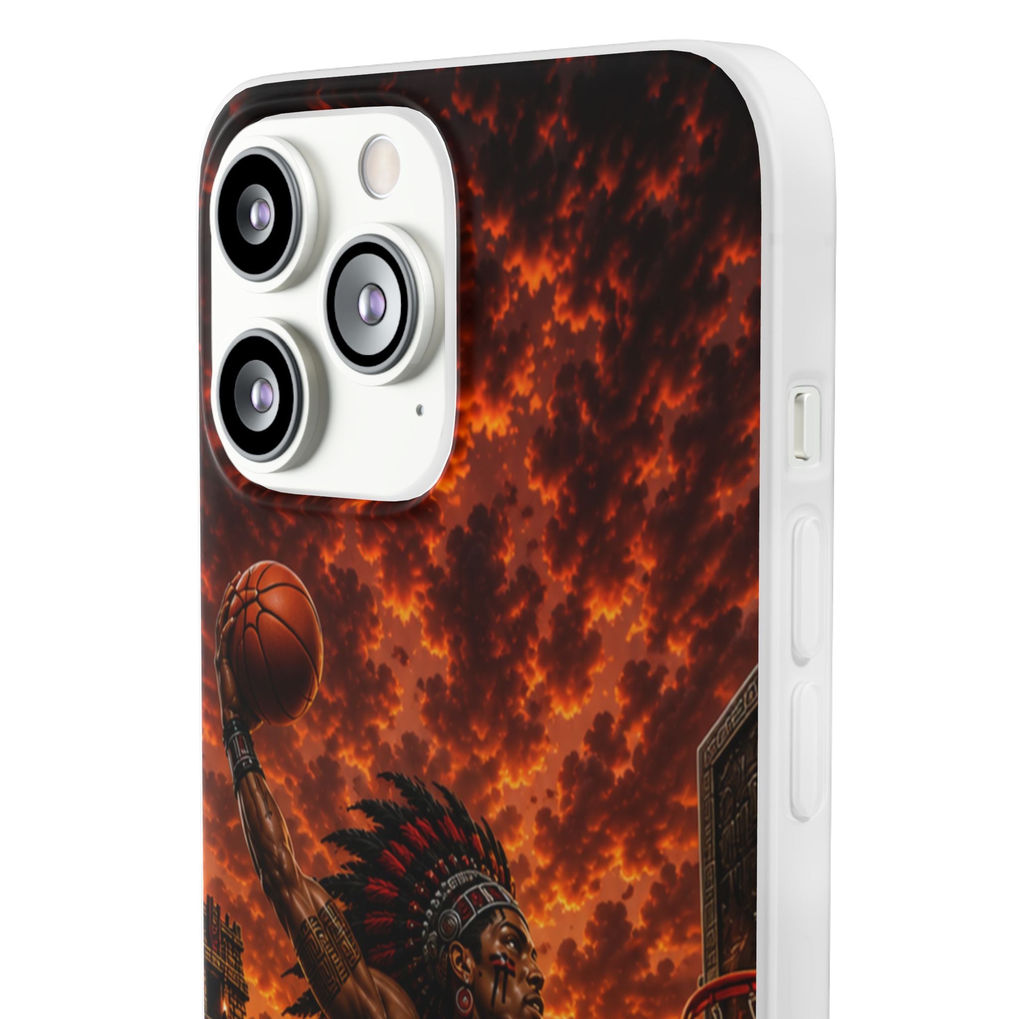 Aztec Basketball Male Warrior – Flexi Phone Case (iPhone & Samsung • Clear TPU • Made & Shipped in the USA • 🚚 FREE USA Shipping • Personalized Option)