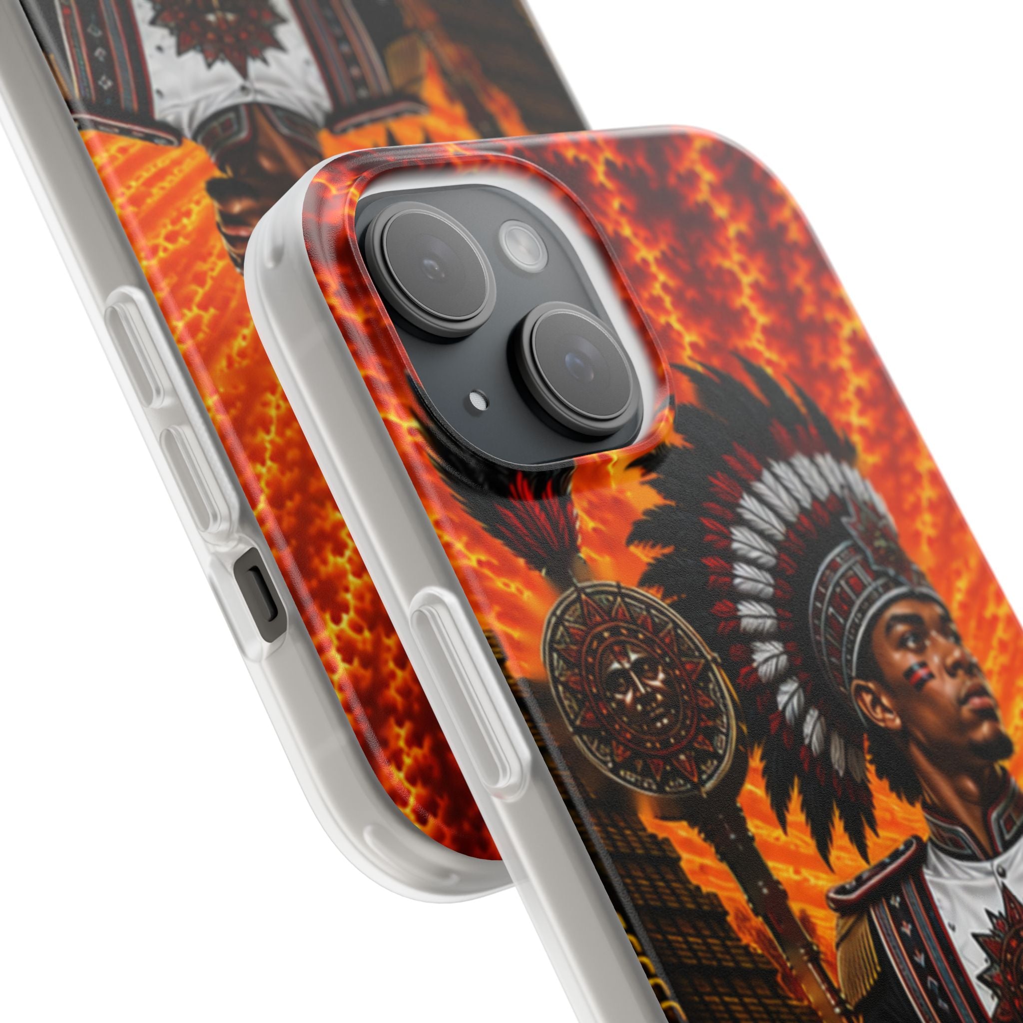 Aztec Drum Major Warrior – Flexi Phone Case (iPhone & Samsung • Clear TPU • Made & Shipped in the USA • 🚚 FREE USA Shipping • Personalized Option)
