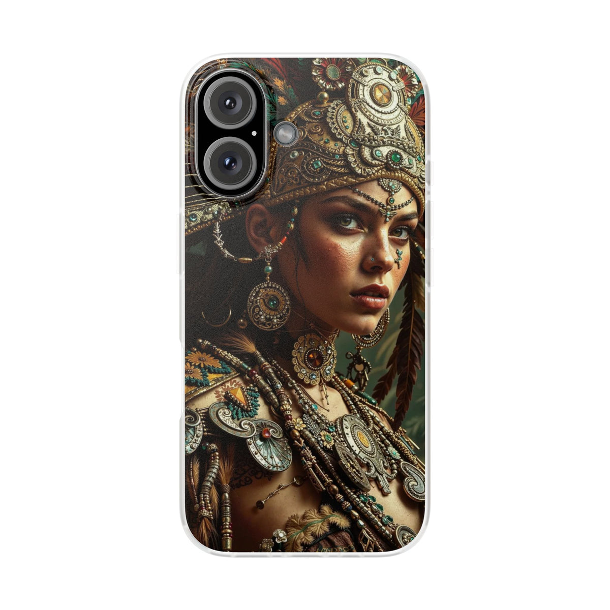 Aztec Warrior Goddess – Flexi Phone Case (iPhone & Samsung • Clear TPU • Made in USA • Personalized Option)