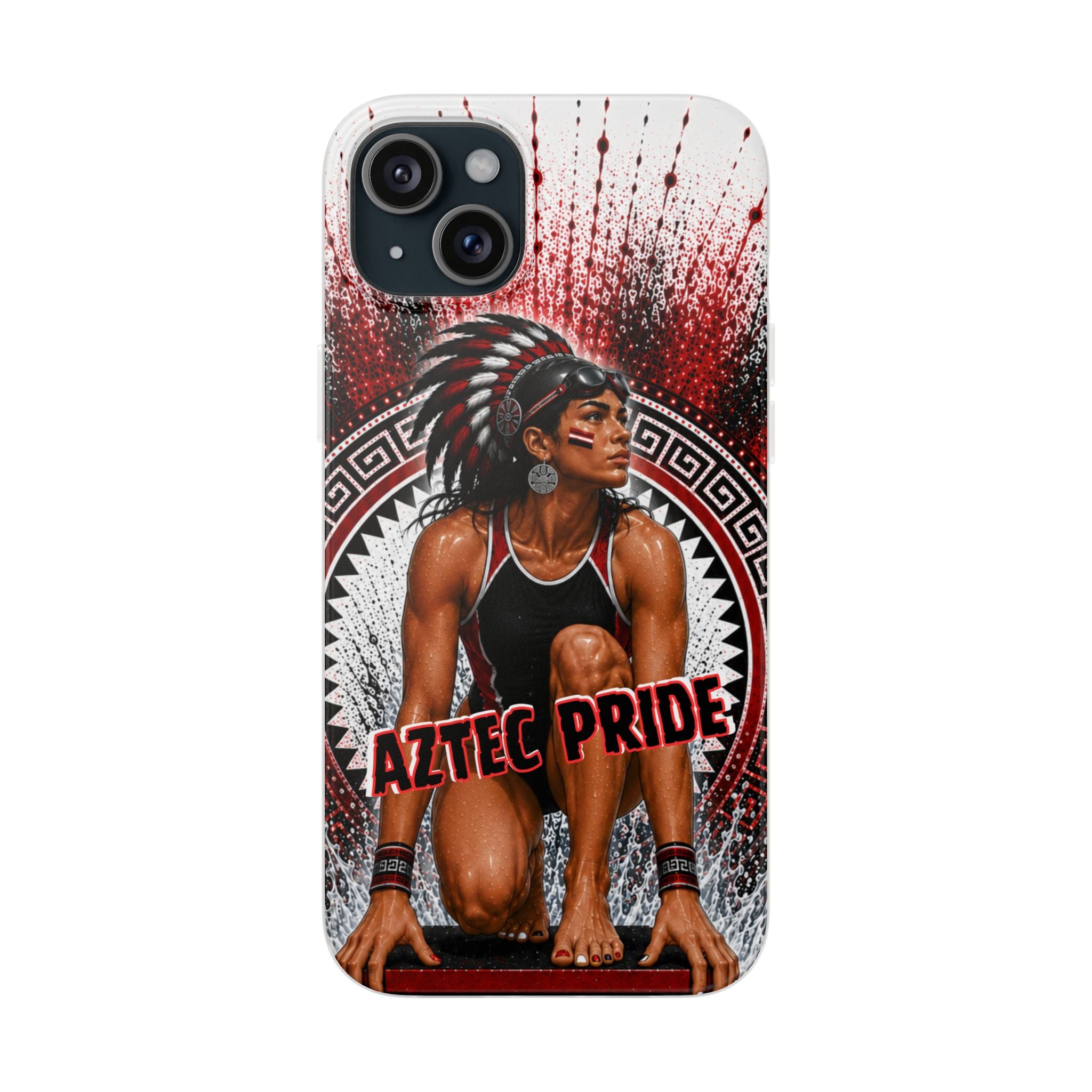 Aztec Swim & Dive Warrior – Flexi Phone Case (iPhone & Samsung • Clear TPU • Made & Shipped in the USA • 🚚 FREE USA Shipping • Personalized Option)