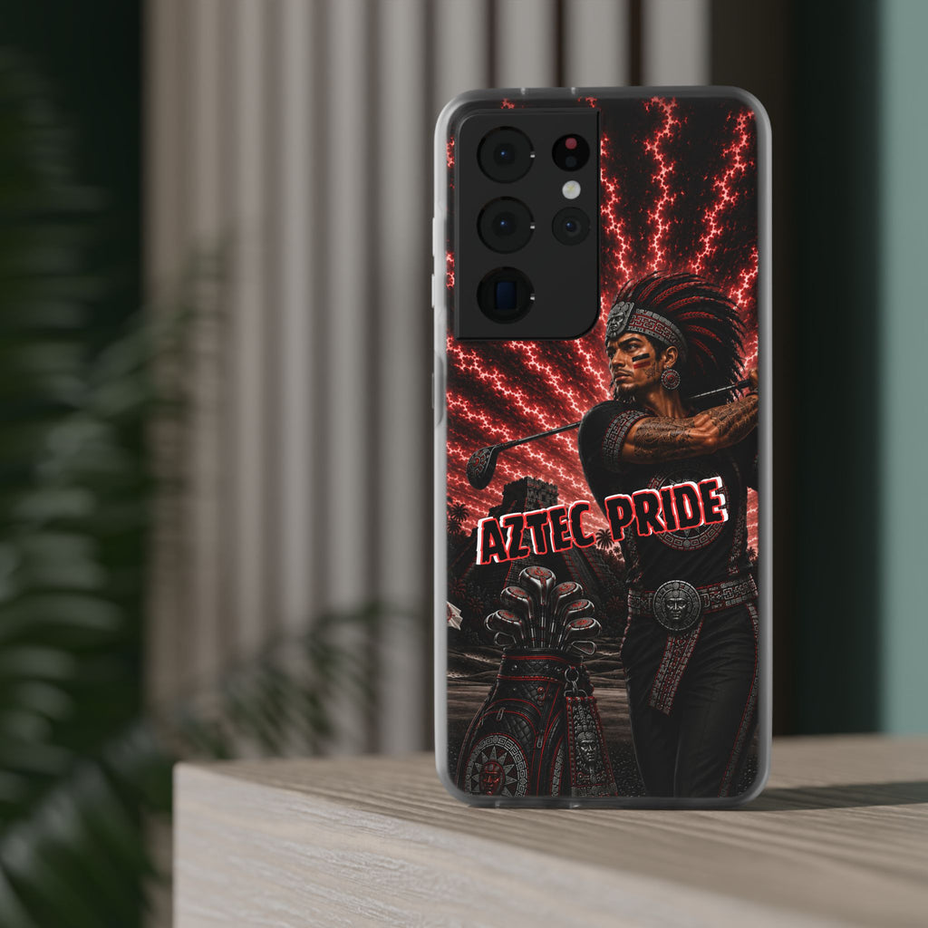 Aztec Golf Male Warrior – Flexi Phone Case (iPhone & Samsung • Clear TPU • Made & Shipped in the USA • 🚚 FREE USA Shipping • Personalized Option)