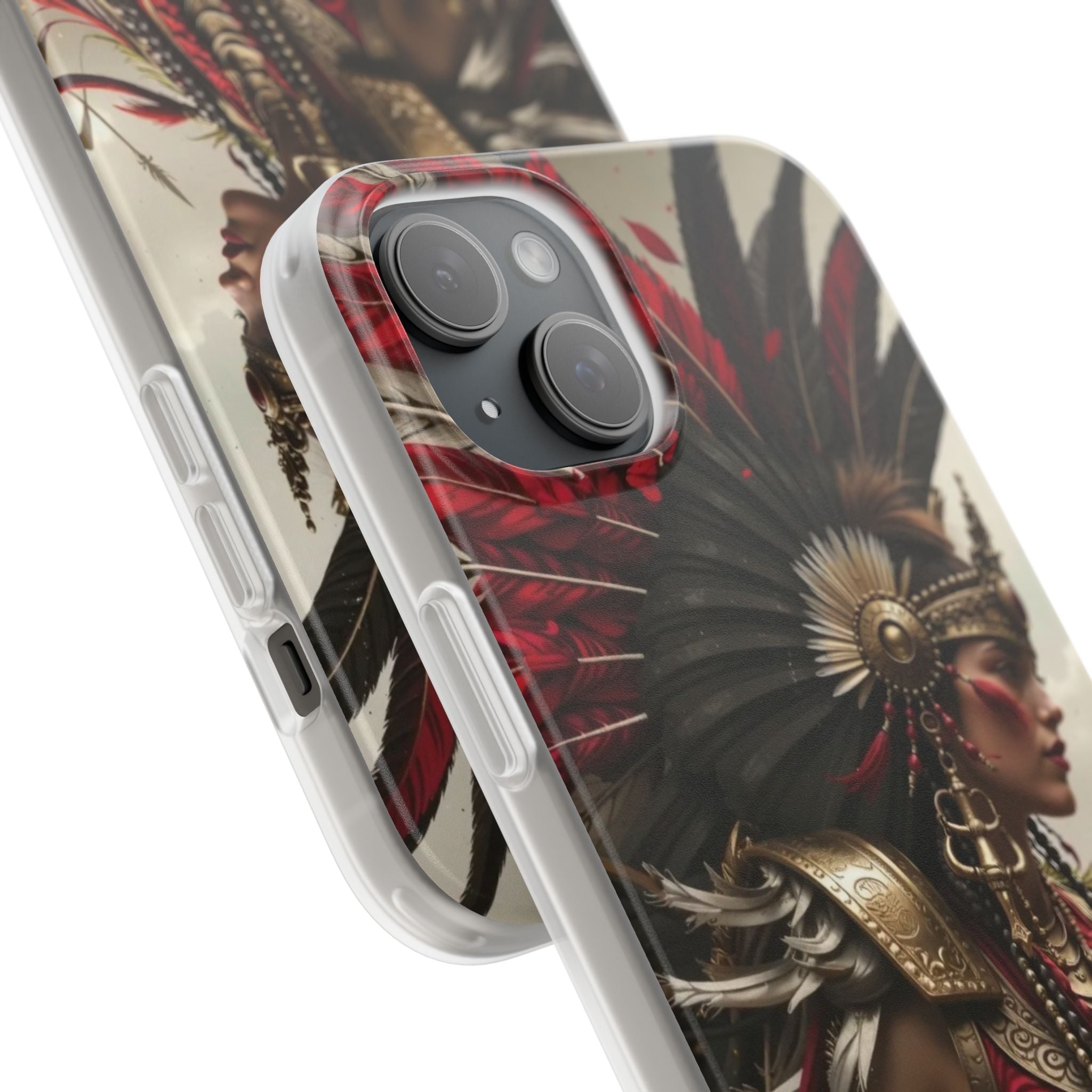 Aztec Warrior Queen – Flexi Phone Case (iPhone & Samsung • Clear TPU • Made in USA • Personalized Option)