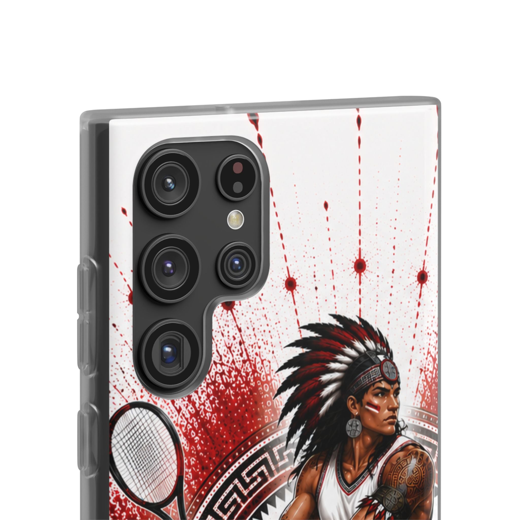 Aztec Tennis Male Warrior – Flexi Phone Case (iPhone & Samsung • Clear TPU • Made & Shipped in the USA • 🚚 FREE USA Shipping • Personalized Option)