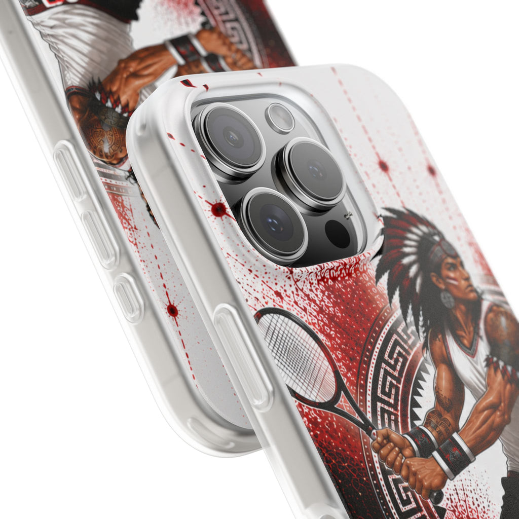 Aztec Tennis Male Warrior – Flexi Phone Case (iPhone & Samsung • Clear TPU • Made & Shipped in the USA • 🚚 FREE USA Shipping • Personalized Option)