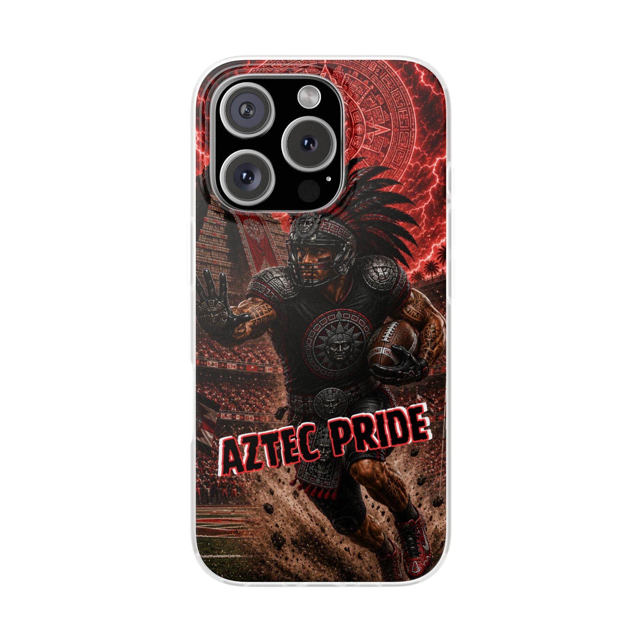 Aztec Football Warrior – Flexi Phone Case (iPhone & Samsung • Clear TPU • Made in USA • Personalized Option)