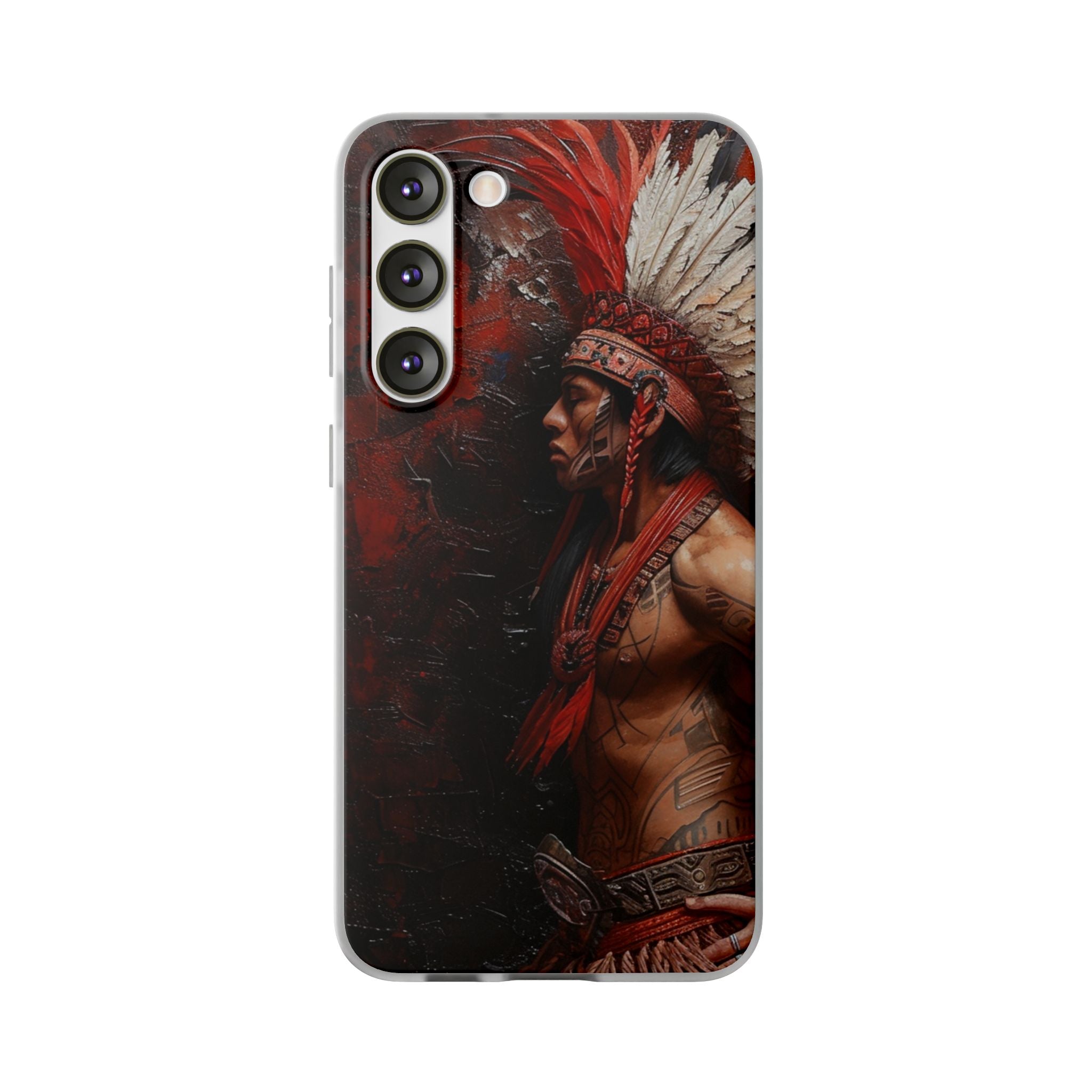 Aztec Noble Warrior – Flexi Phone Case (iPhone & Samsung • Clear TPU • Made in USA • Personalized Option)