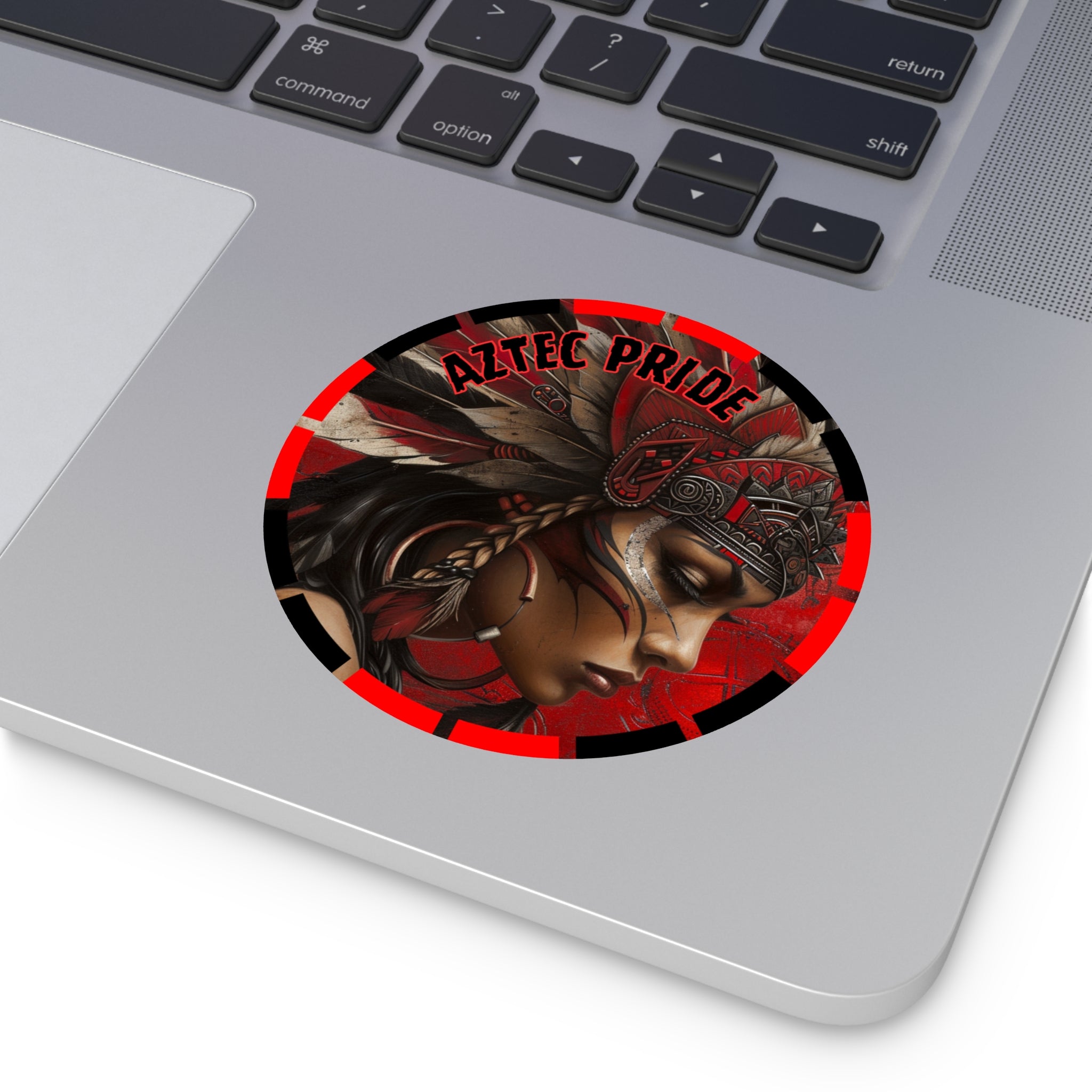 Aztec Sun Goddess Round Vinyl Sticker – Waterproof Matte Decal (2”–6”)