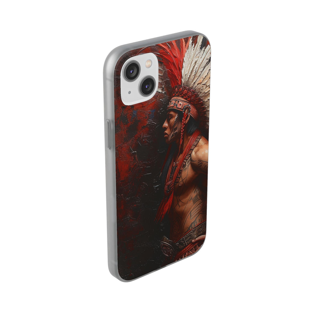 Aztec Noble Warrior – Flexi Phone Case (iPhone & Samsung • Clear TPU • Made in USA • Personalized Option)
