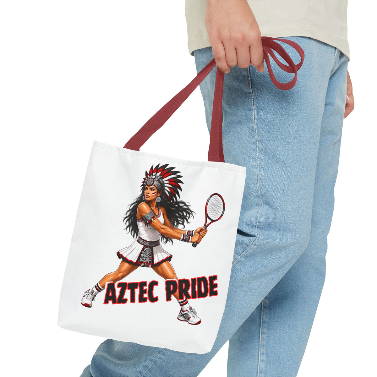 Aztec Tennis Female Warrior Tote Bag | Aztec-Inspired AI Art • Made & Shipped in the USA • 🚚 FREE USA Shipping • FREE Personalization
