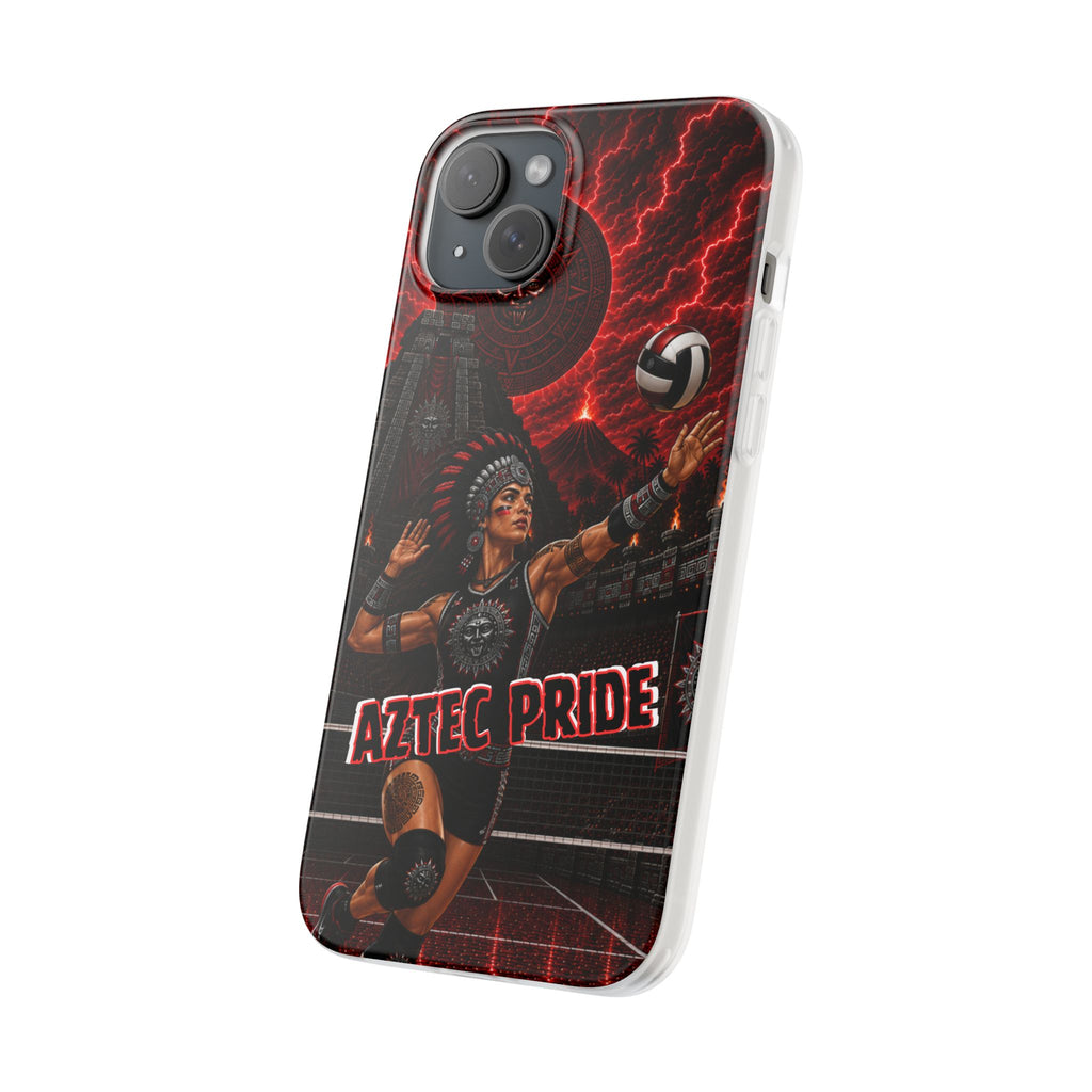 Aztec Volleyball Warrior – Flexi Phone Case (iPhone & Samsung • Clear TPU • Made & Shipped in the USA • 🚚 FREE USA Shipping • Personalized Option)