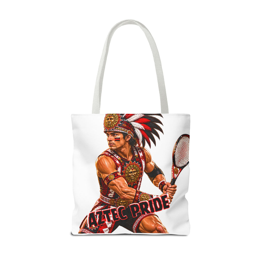 Aztec Tennis Male Warrior Tote Bag | Aztec-Inspired AI Art • Made & Shipped in the USA • 🚚 FREE USA Shipping • FREE Personalization