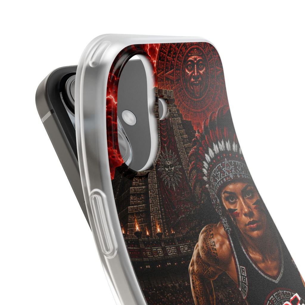 Aztec Track & Field Female Warrior – Flexi Phone Case (iPhone & Samsung • Clear TPU • Made & Shipped in the USA • 🚚 FREE USA Shipping • Personalized Option)
