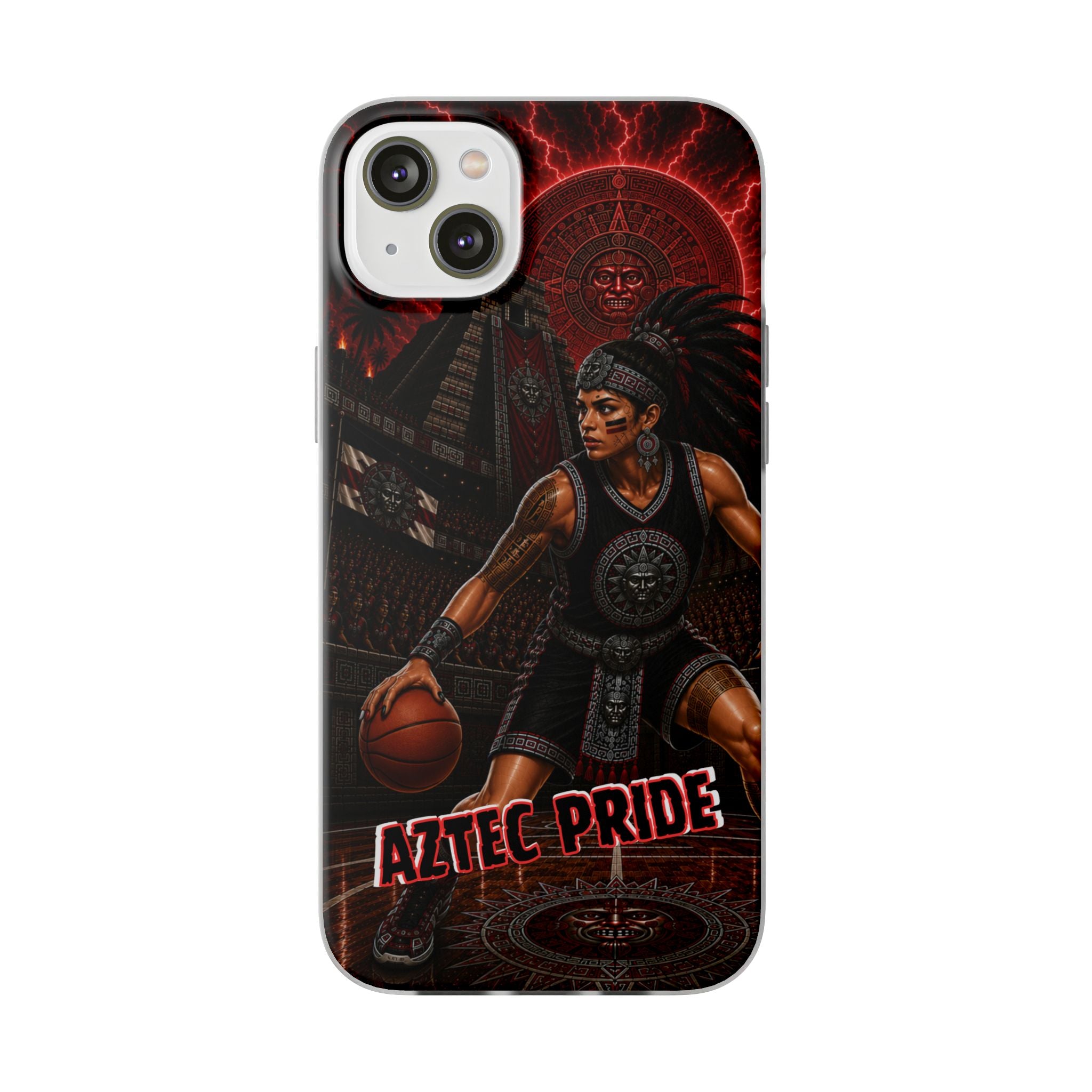 Aztec Basketball Female Warrior – Flexi Phone Case (iPhone & Samsung • Clear TPU • Made & Shipped in the USA • 🚚 FREE USA Shipping • Personalized Option)
