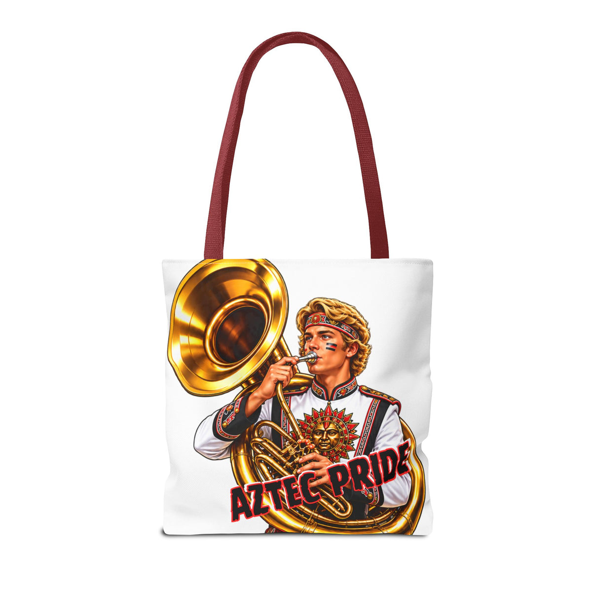 Aztec Tuba Warrior Tote Bag | Aztec-Inspired AI Art • Made & Shipped in the USA • 🚚 FREE USA Shipping • FREE Personalization