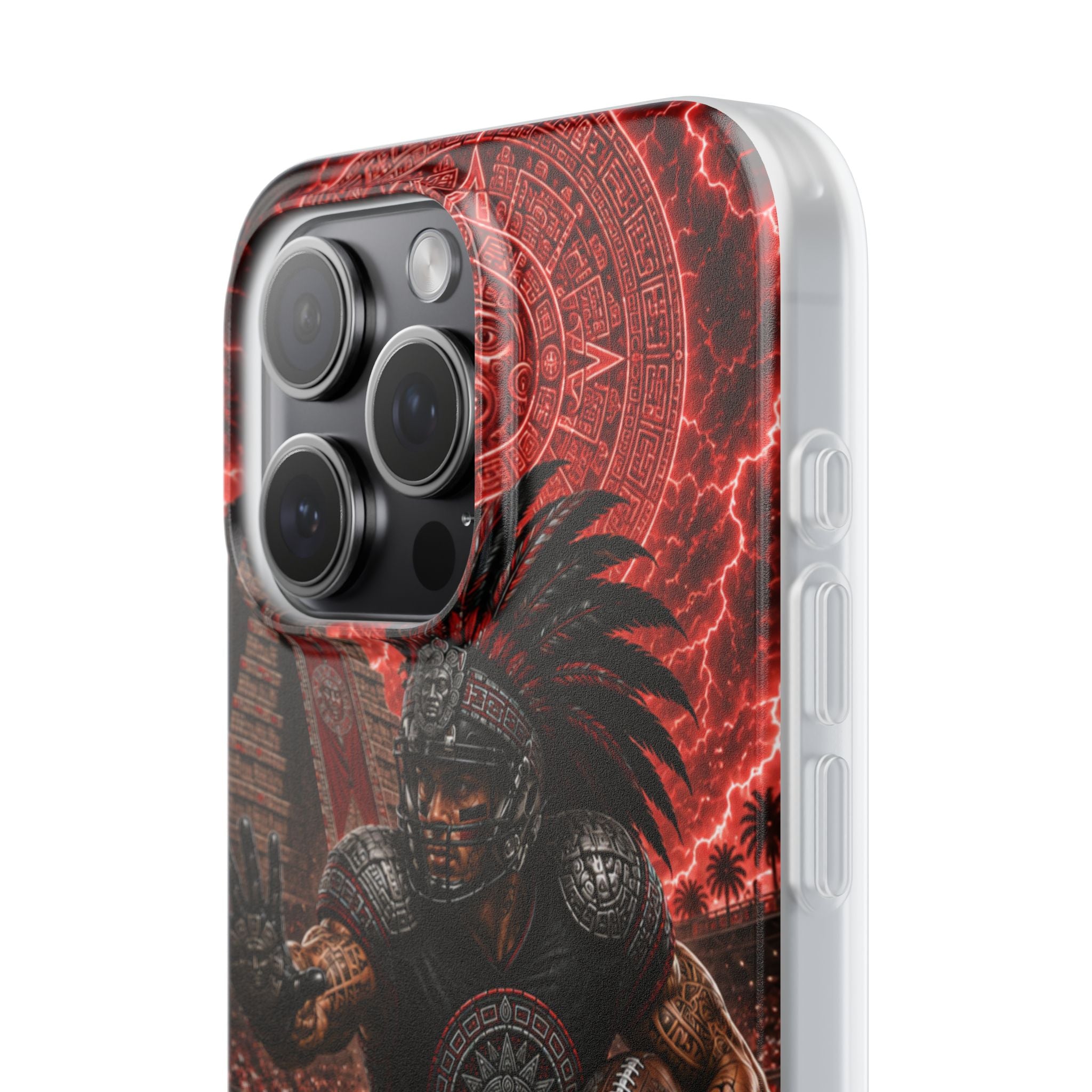 Aztec Football Warrior – Flexi Phone Case (iPhone & Samsung • Clear TPU • Made in USA • Personalized Option)