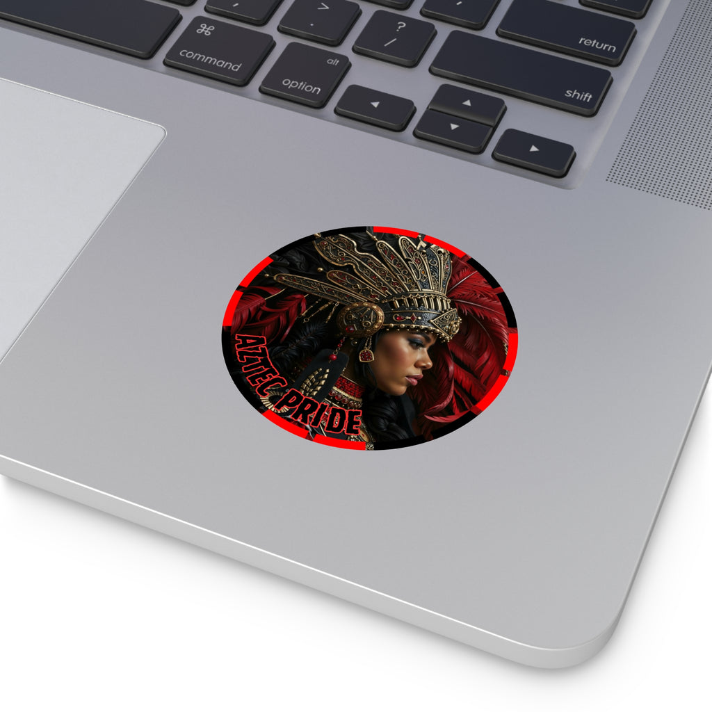 Aztec Lioness Queen Round Vinyl Sticker – Waterproof Matte Decal (2”–6”)