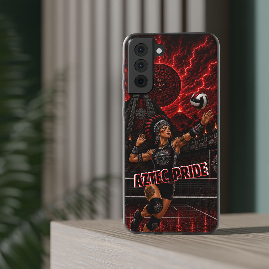 Aztec Volleyball Warrior – Flexi Phone Case (iPhone & Samsung • Clear TPU • Made & Shipped in the USA • 🚚 FREE USA Shipping • Personalized Option)