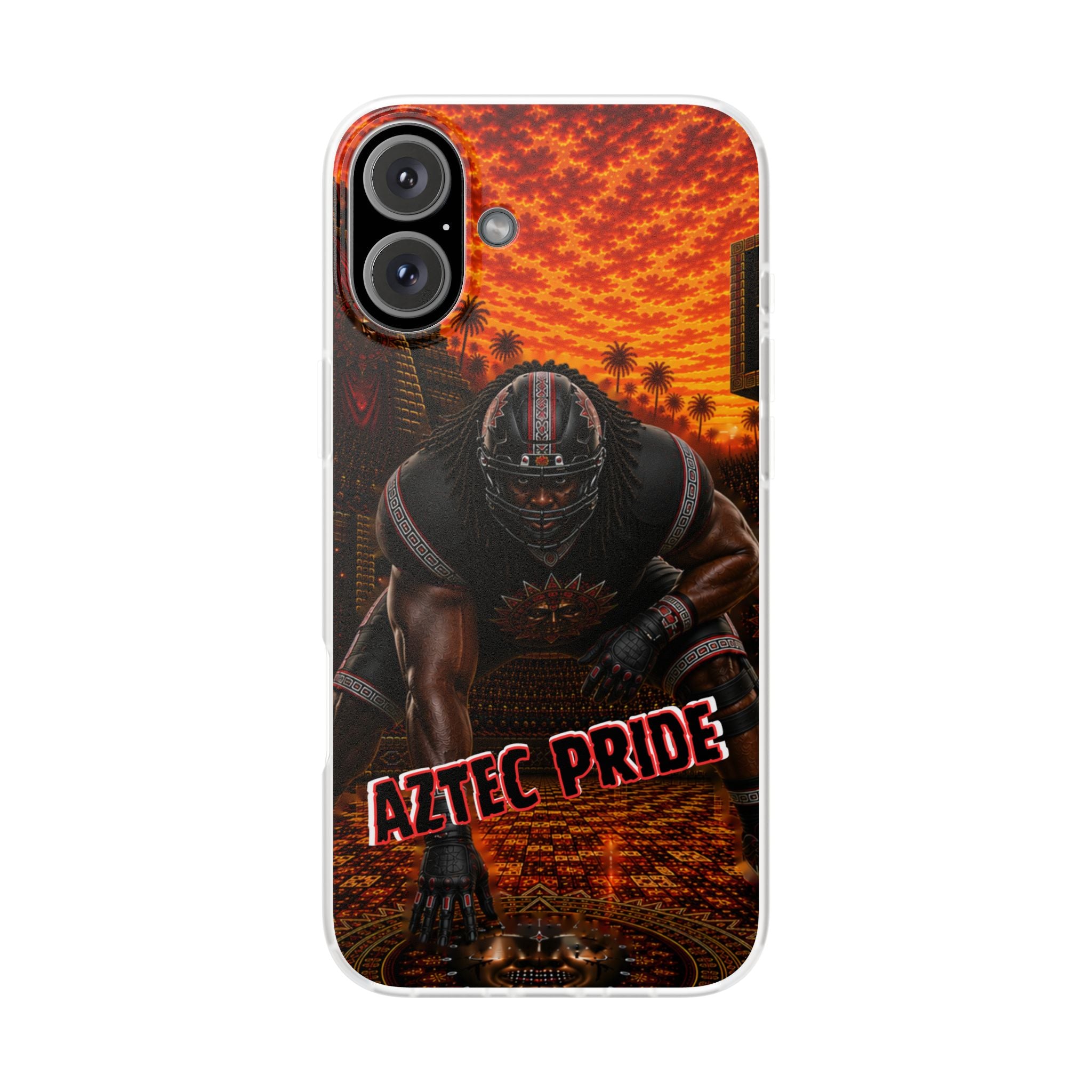 Aztec Football Warrior – Flexi Phone Case (iPhone & Samsung • Clear TPU • Made & Shipped in the USA • 🚚 FREE USA Shipping • Personalized Option)