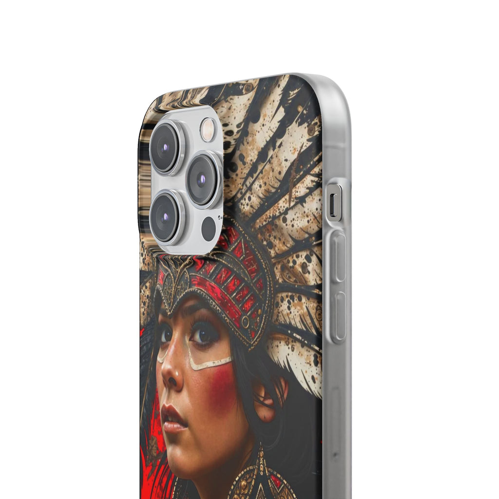 Aztec Moon Goddess – Flexi Phone Case (iPhone & Samsung • Clear TPU • Made in USA • Personalized Option)