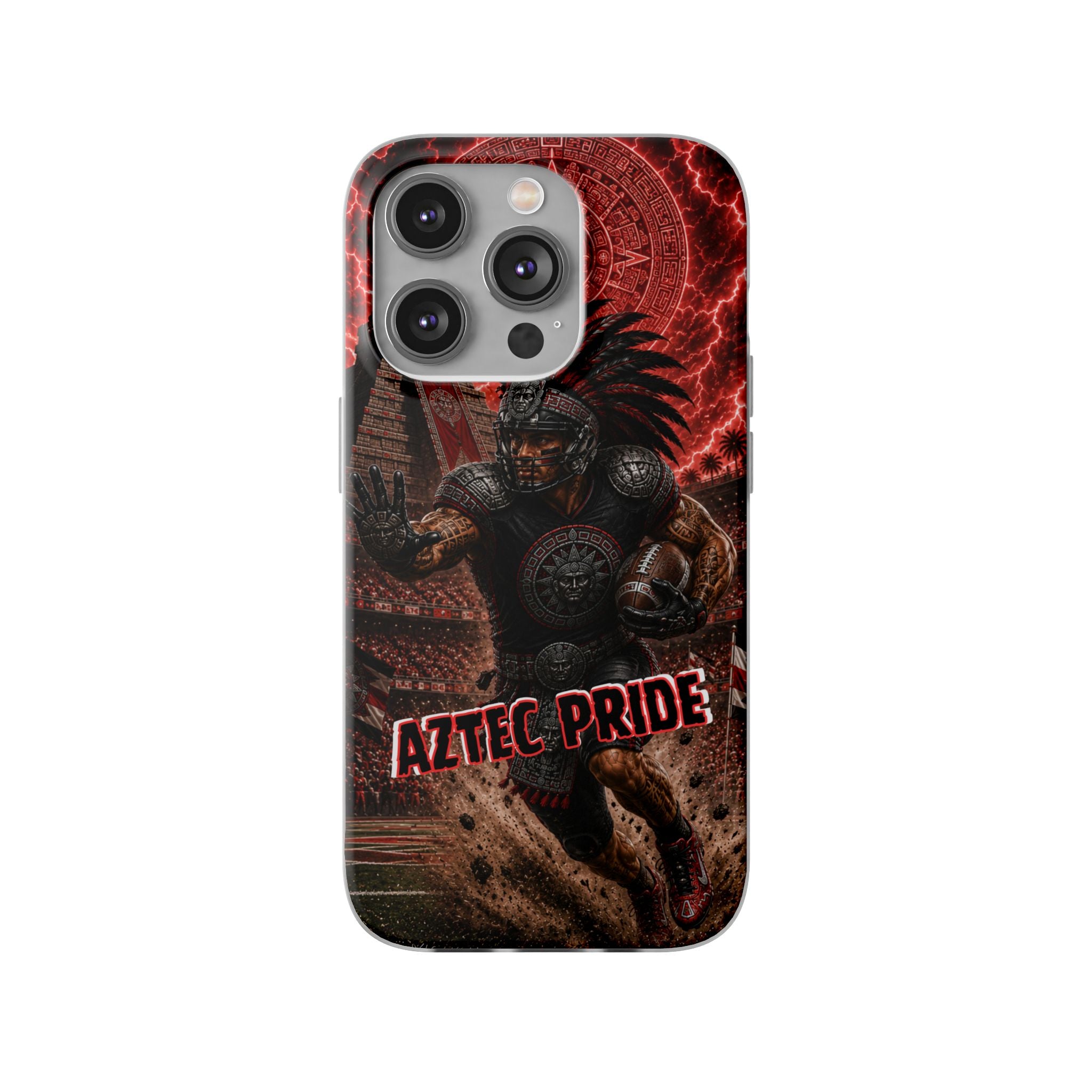 Aztec Football Warrior – Flexi Phone Case (iPhone & Samsung • Clear TPU • Made in USA • Personalized Option)