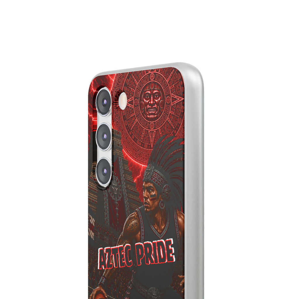 Aztec Basketall Warrior – Flexi Phone Case (iPhone & Samsung • Clear TPU • Made & Shipped in the USA • 🚚 FREE USA Shipping • Personalized Option)
