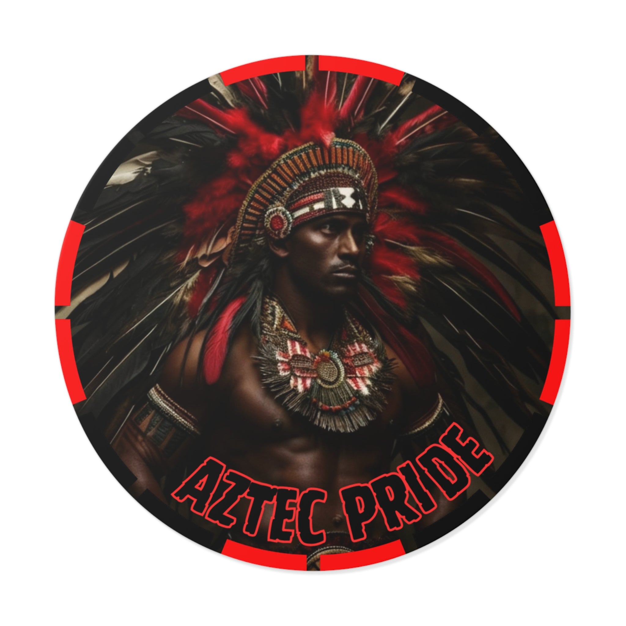 Aztec Panther Warrior Round Vinyl Sticker – Waterproof Matte Decal (2”–6”)