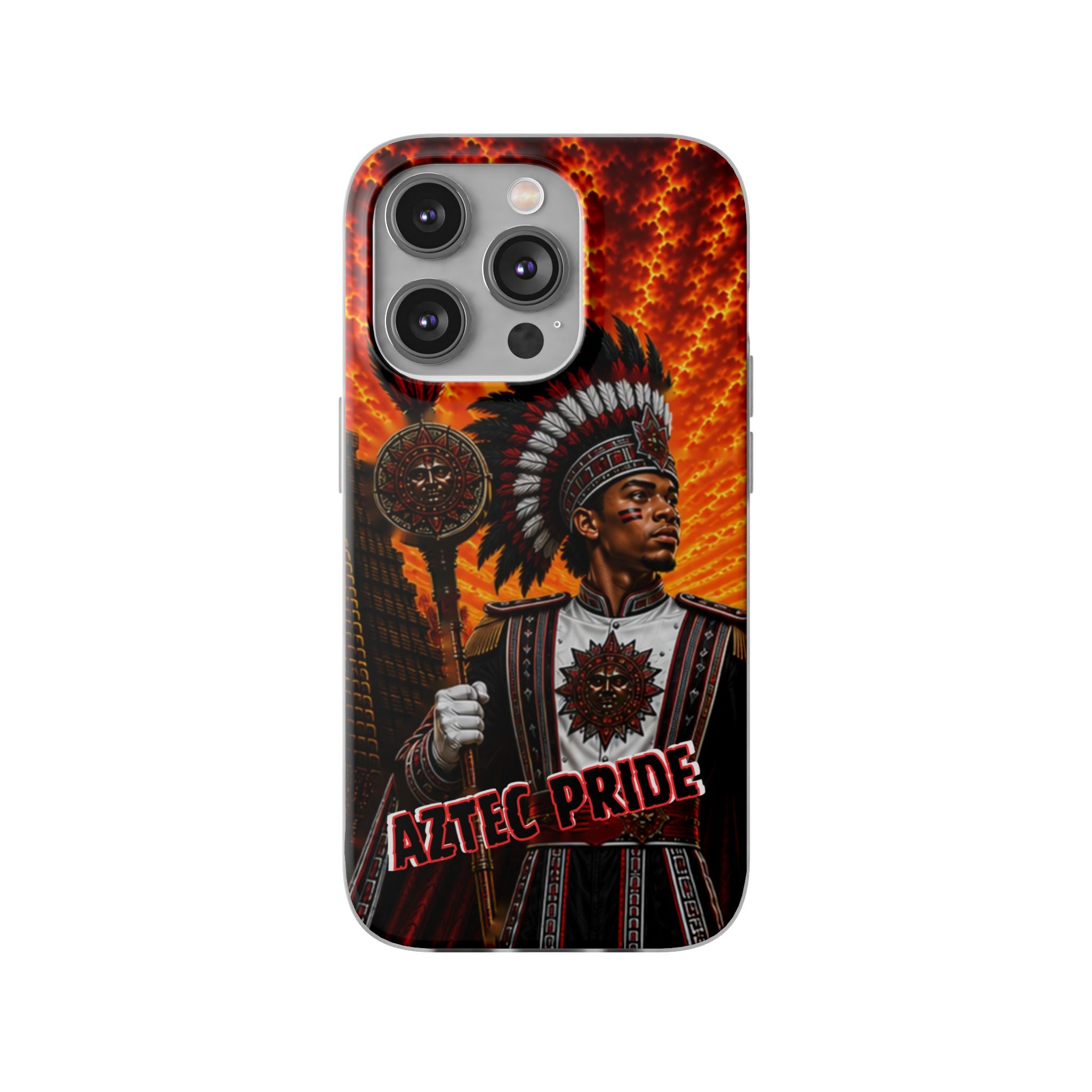 Aztec Drum Major Warrior – Flexi Phone Case (iPhone & Samsung • Clear TPU • Made & Shipped in the USA • 🚚 FREE USA Shipping • Personalized Option)
