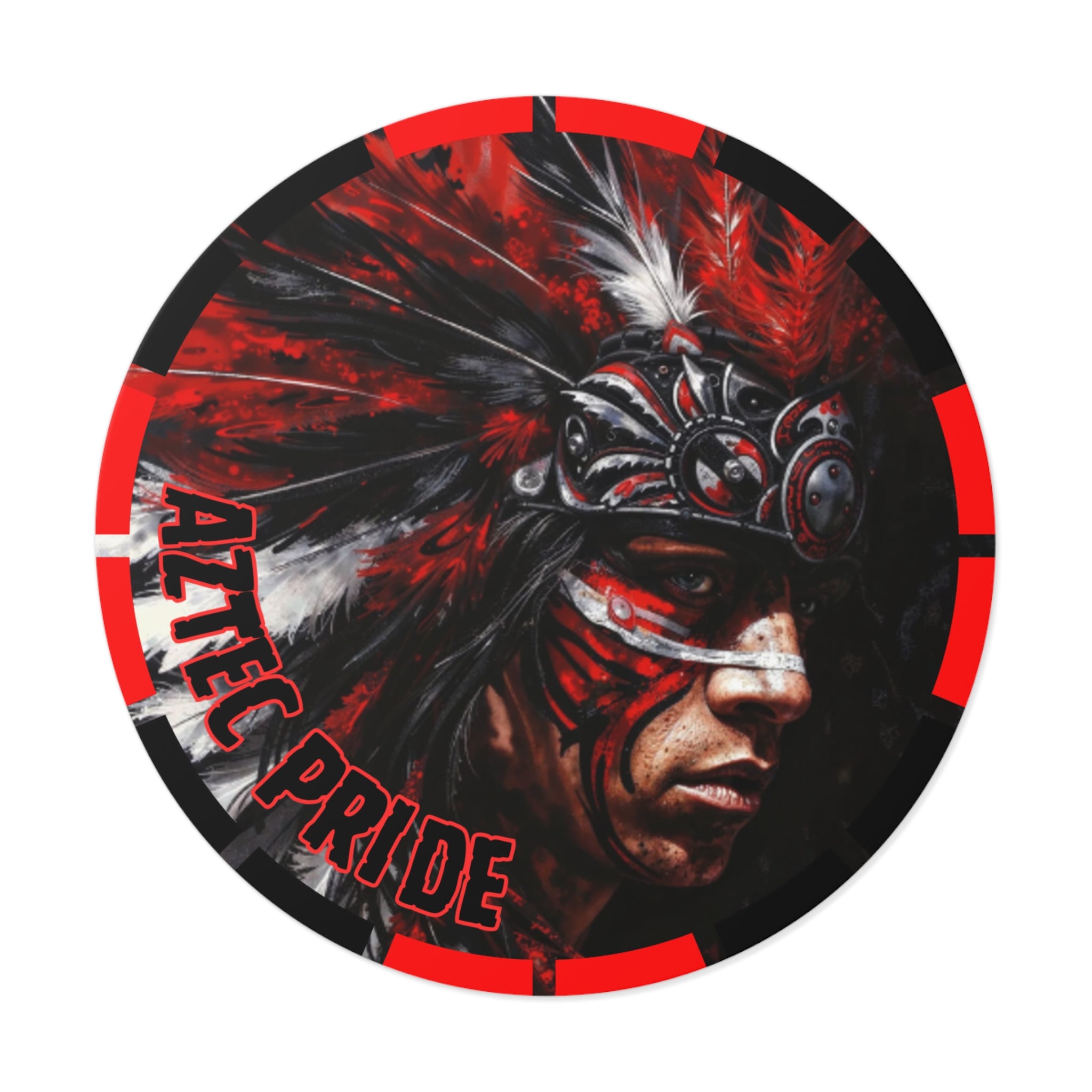 Aztec King of Kings Round Vinyl Sticker – Waterproof Matte Decal (2”–6”)