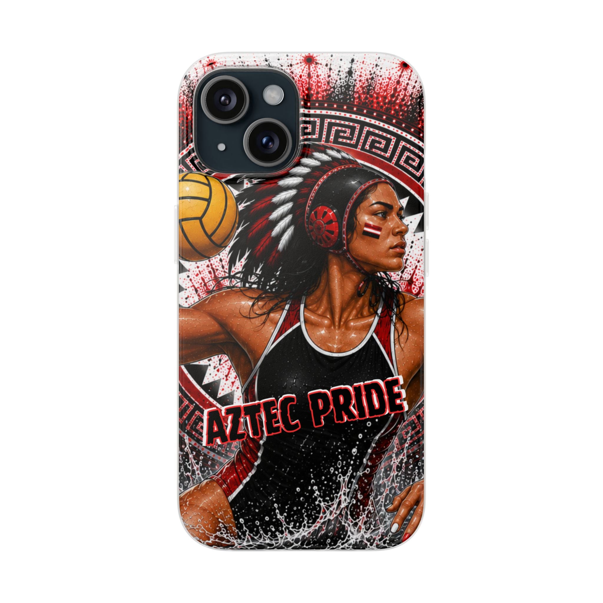 Aztec Water Polo Warrior – Flexi Phone Case (iPhone & Samsung • Clear TPU • Made in USA • Personalized Option)