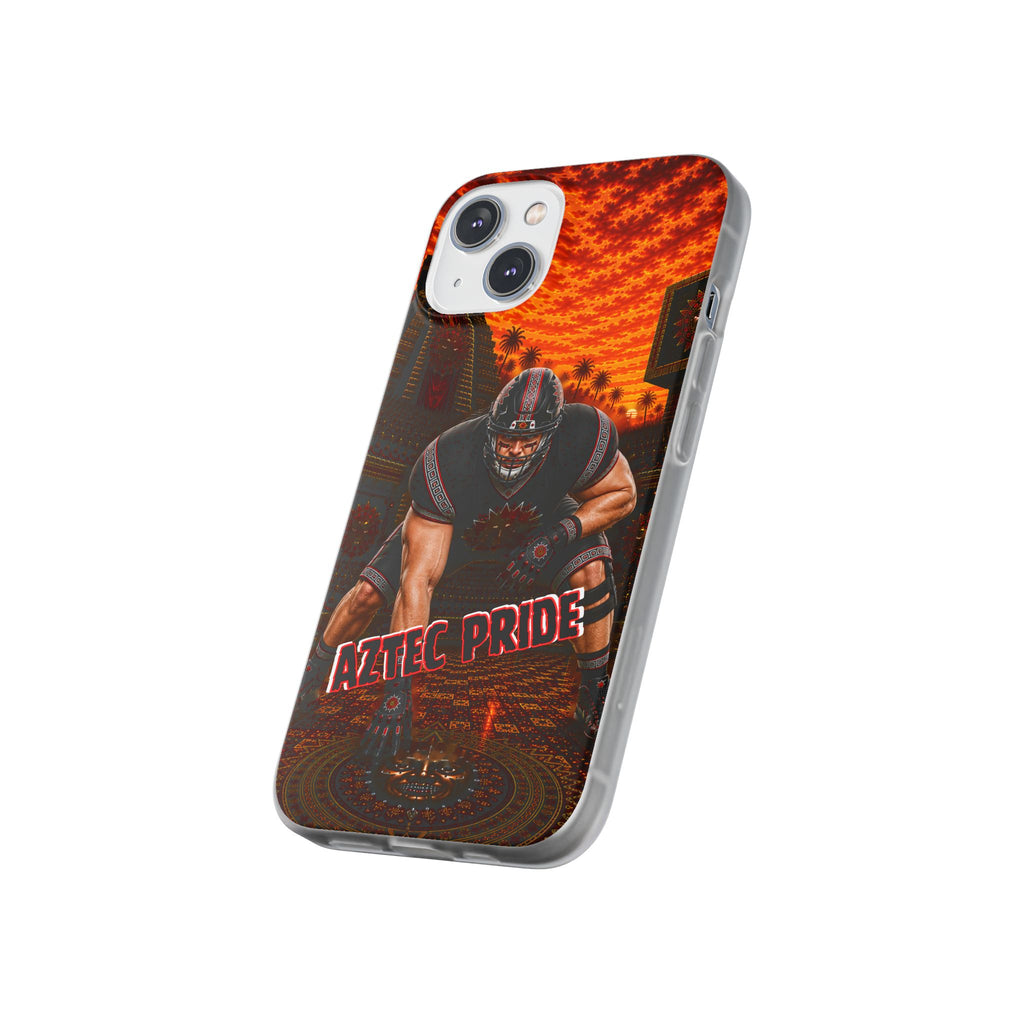 Aztec Football Warrior – Flexi Phone Case (iPhone & Samsung • Clear TPU • Made & Shipped in the USA • 🚚 FREE USA Shipping • Personalized Option)